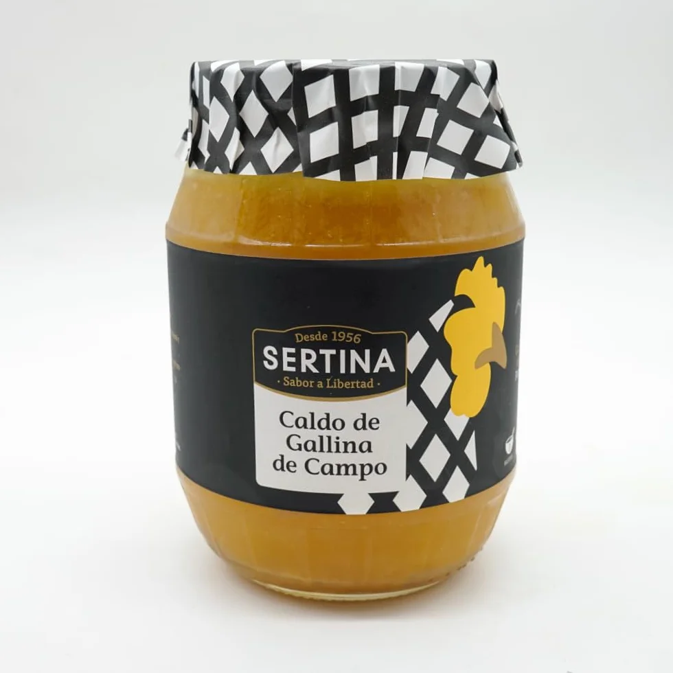 Sertina Caldo De Pollo Campero Criado Al Aire Libre pack de 6 | 6X950g | El Único Caldo Del Mercado Con 830G De Pollo Por Tarro | Sopa 100% natural | Sin conservantes | Cocido a fuego lento