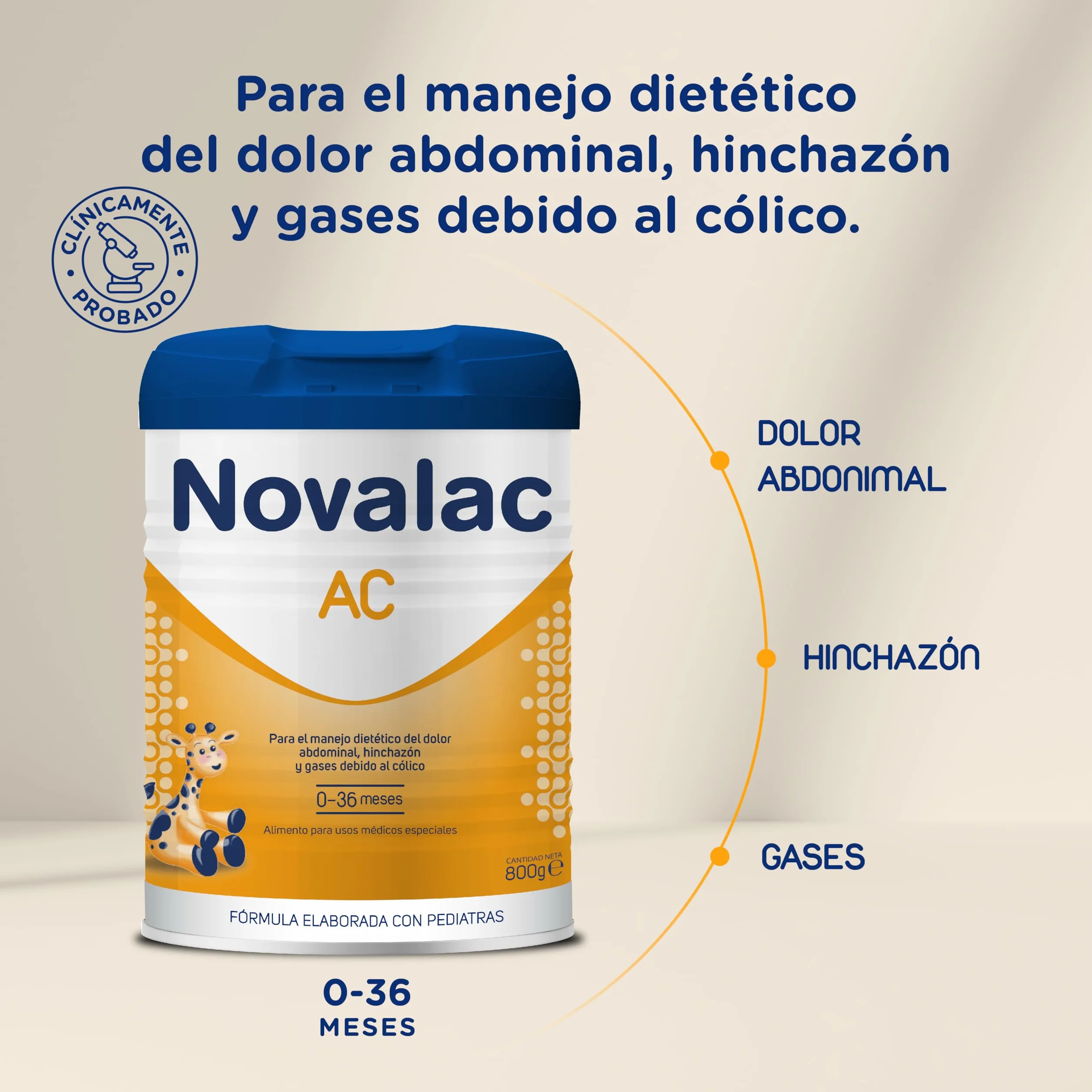 Novalac AC Leche en Polvo 0-36 Meses Bajo Contenido en Lactosa 800 g Fórmula Infantil