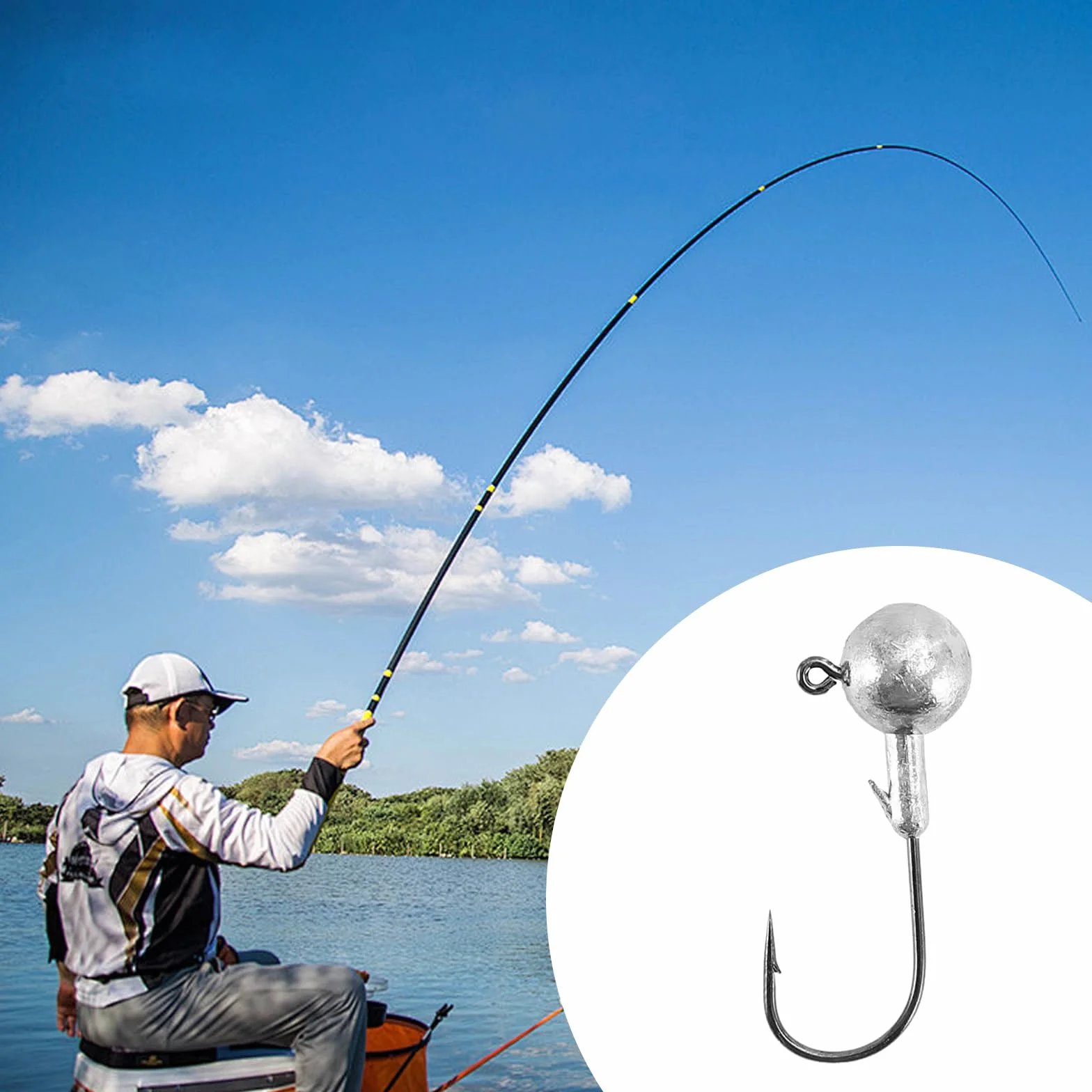 Vauki Juego de 50 Cabezas de Anzuelos, 6 Pesos (1-10 g), Cabezal Oscilante para Peces de Goma