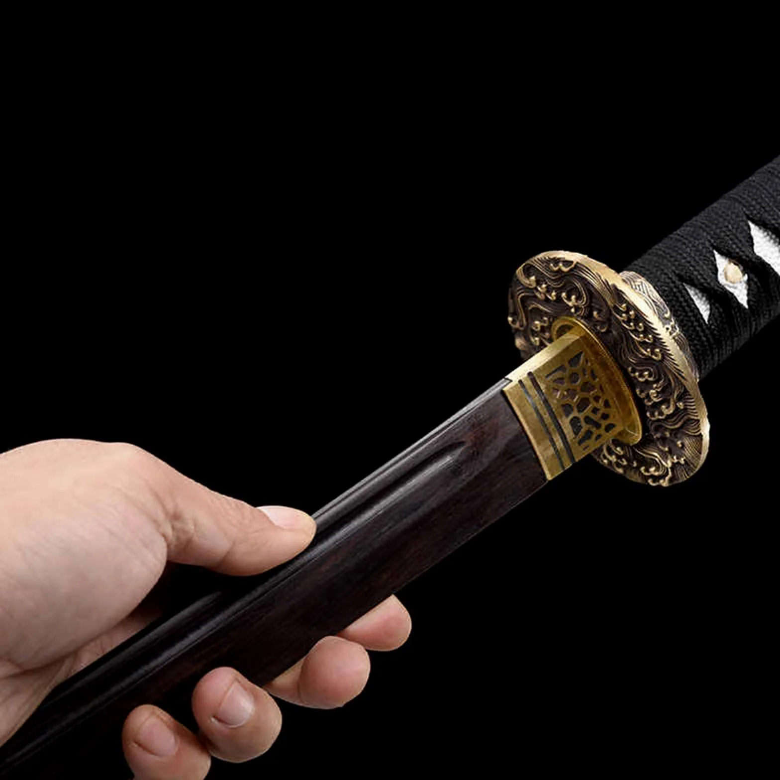 Bokken negro 103 cm hecho a mano espada samurái de ébano natural guardamanos de cobre puro katana japonesa de madera para entrenamiento