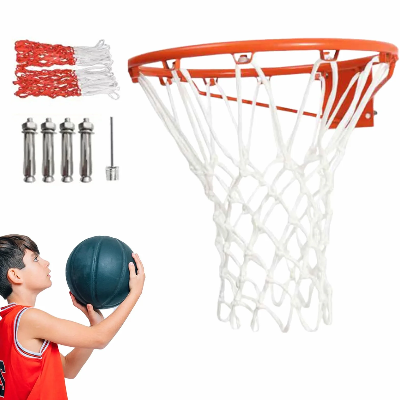 Canasta de baloncesto montada en la pared - Cesta móvil exterior, marco estable, diseño antivuelco
