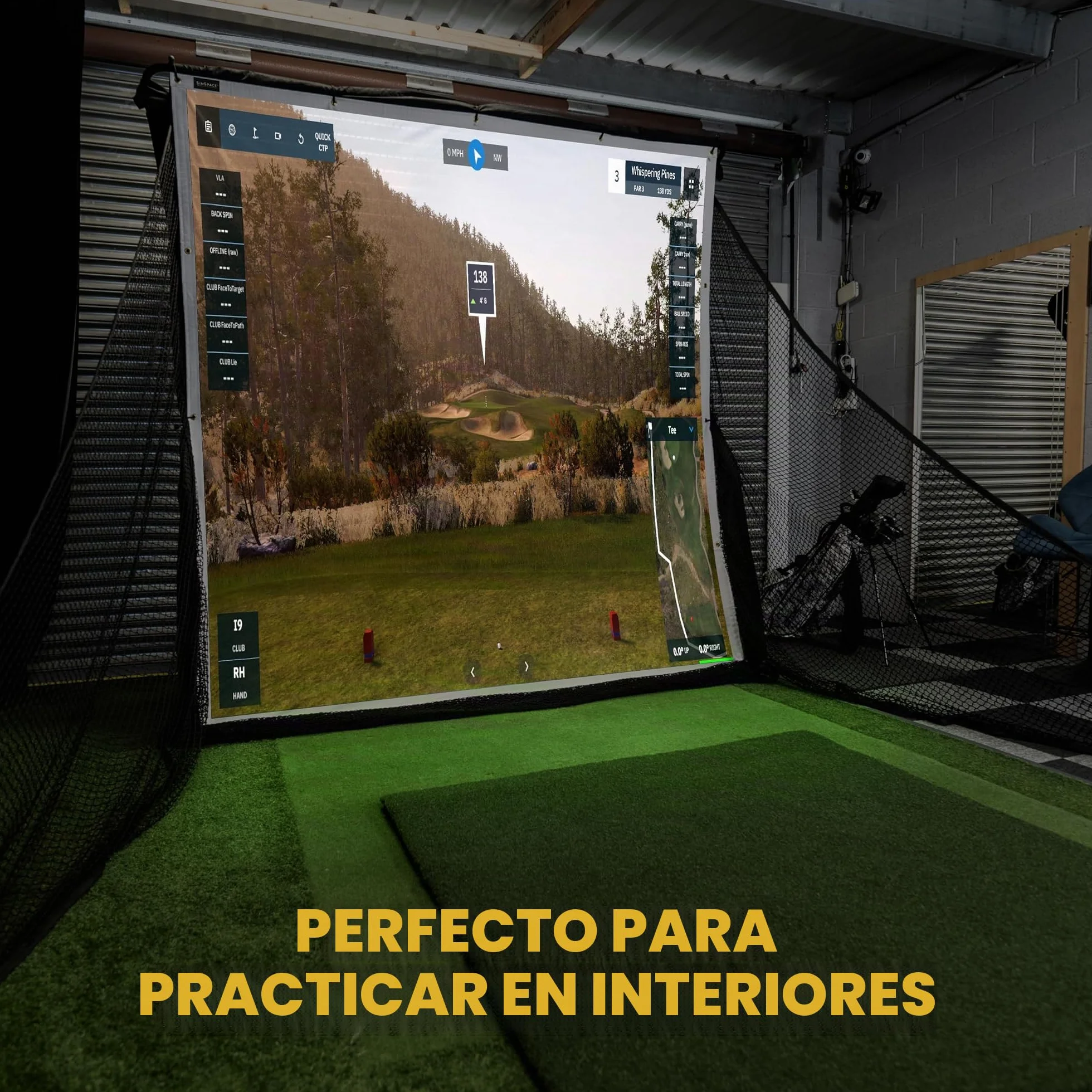 SimSpace Deluxe Home 2,4 x 2,5 m Pantalla de proyector para simulación de Golf Red de conducción Compatible 20 Cuerdas elásticas