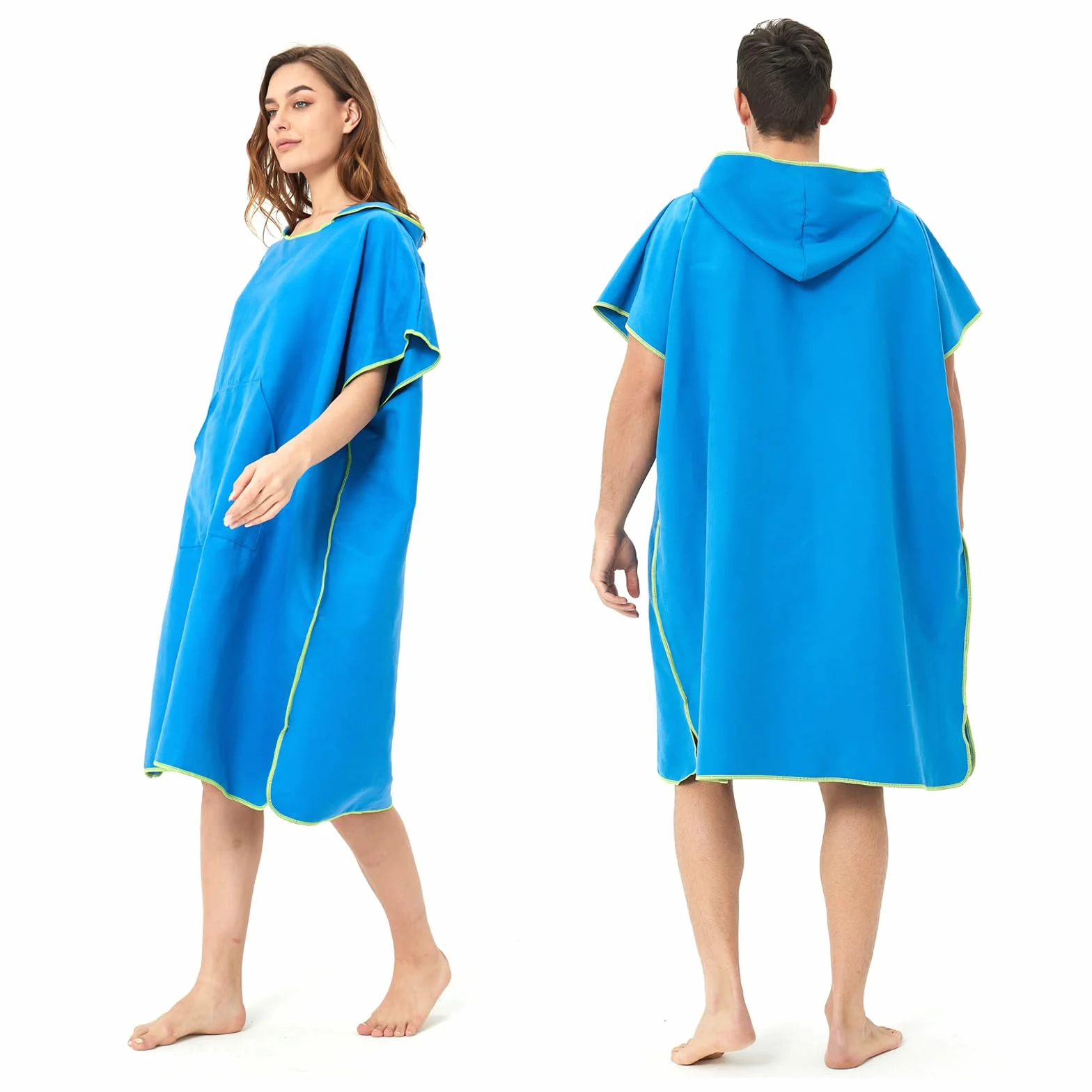 Poncho de Surf Microfibra 110x90 cm Toalla con Capucha y Bolsillo para Adultos