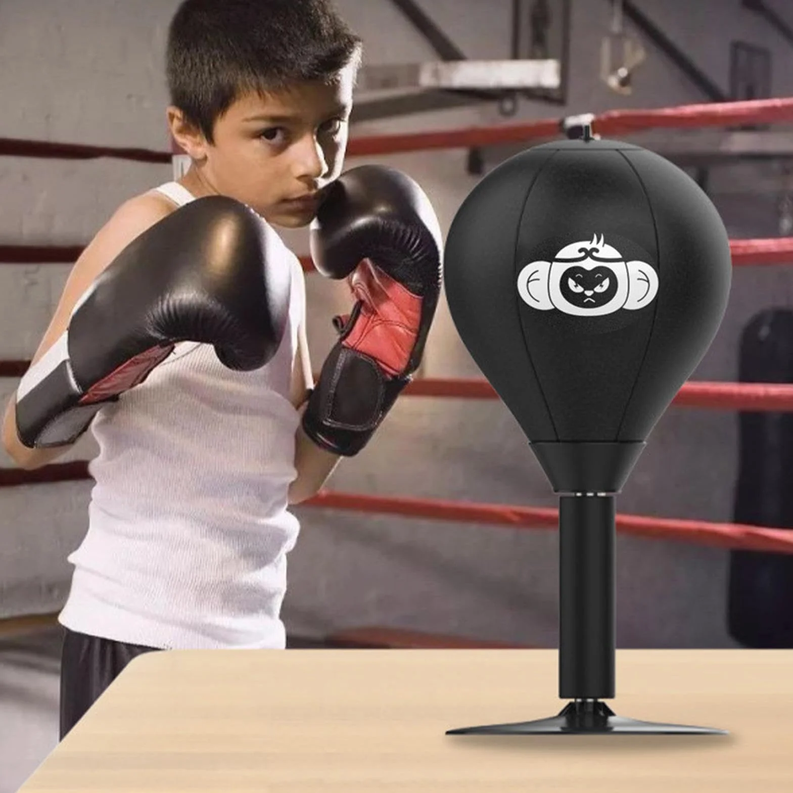 Boxeo de Escritorio para Estrés, Equipo de Gimnasio en Casa, Gadgets de Manejo de la Ira con Abrazadera y Ventosa