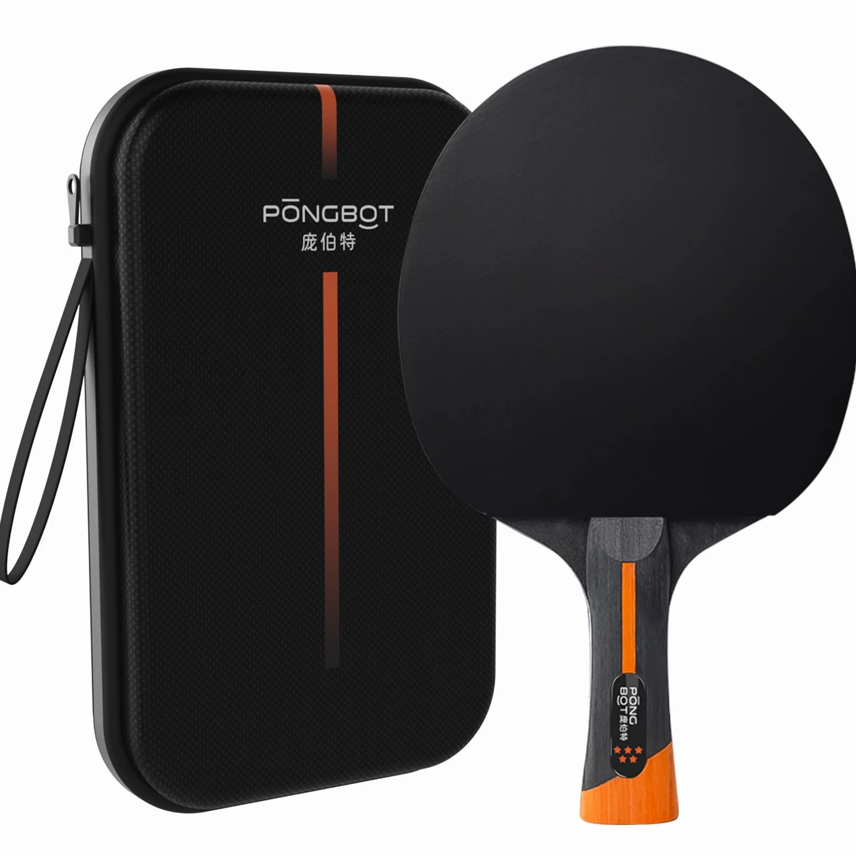 PONGBOT Five-Star Pala de ping pong profesional fibra de carbono 7 capas con funda rígida