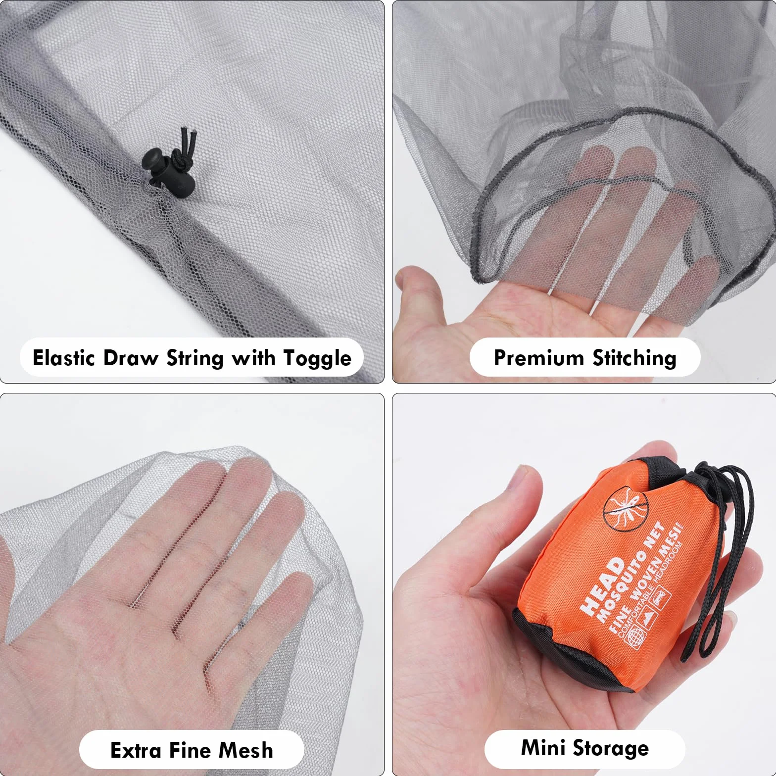 ACWOO Mosquitera de Cabeza Malla Red Contra Insectos Mosquitos Gorro para Rostro y Cuello Gris