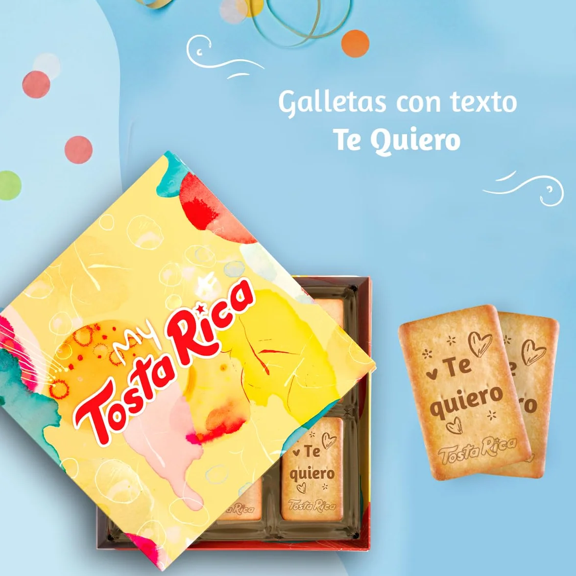 My TostaRica - Galletas con mensaje “Te quiero” - Contenido: 30 Galletas Impresas con Dedicatoria - Regalo con Mensaje Impreso