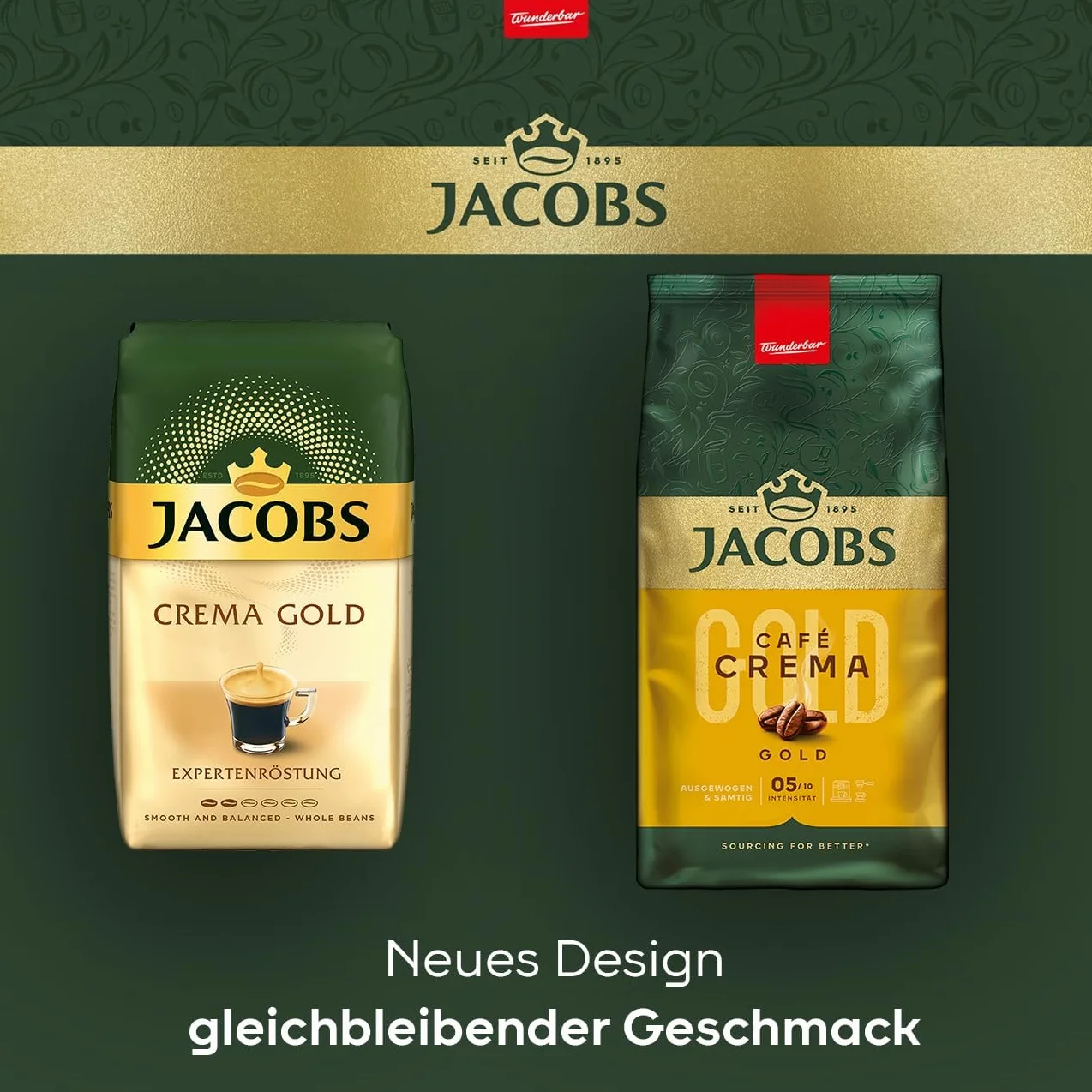 Jacobs Expertenröstung Crema Intenso, grano de café, 2 x 1 kg (2 Paquetes)