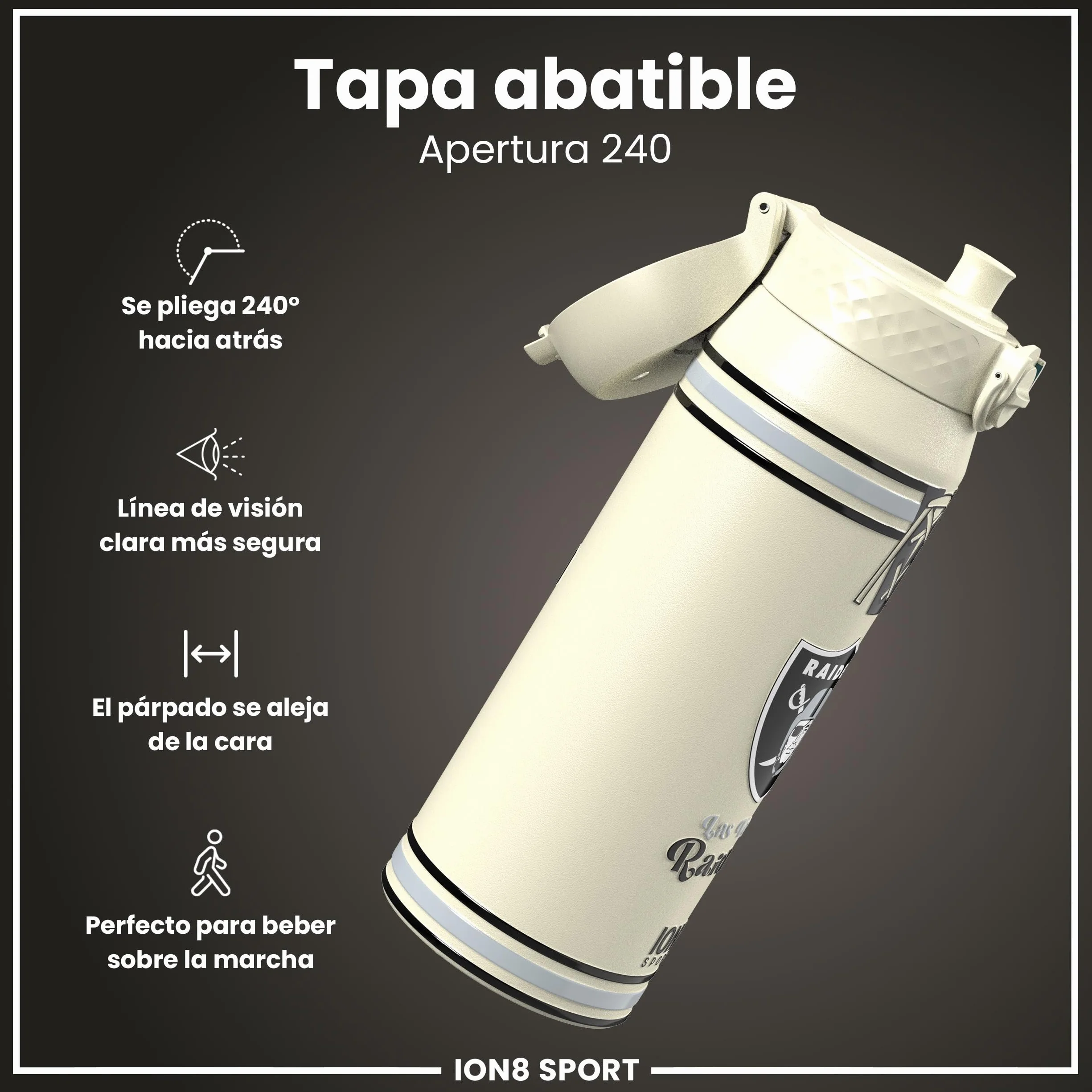ion8 Botella Acero Inoxidable a Prueba de Fugas, Fácil de Abrir, Cerradura Segura, Asa Transporte, Lavavajillas