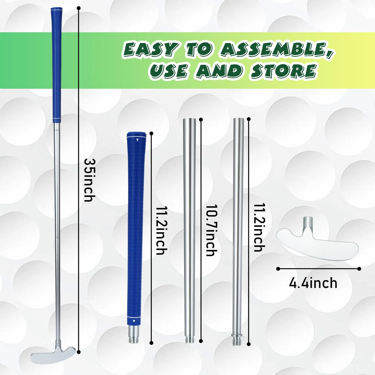 Liliful Mini Putter de Golf para Niños, 6 Putters y 6 Pelotas, Agarre Desmontable, Diestros y Zurdos