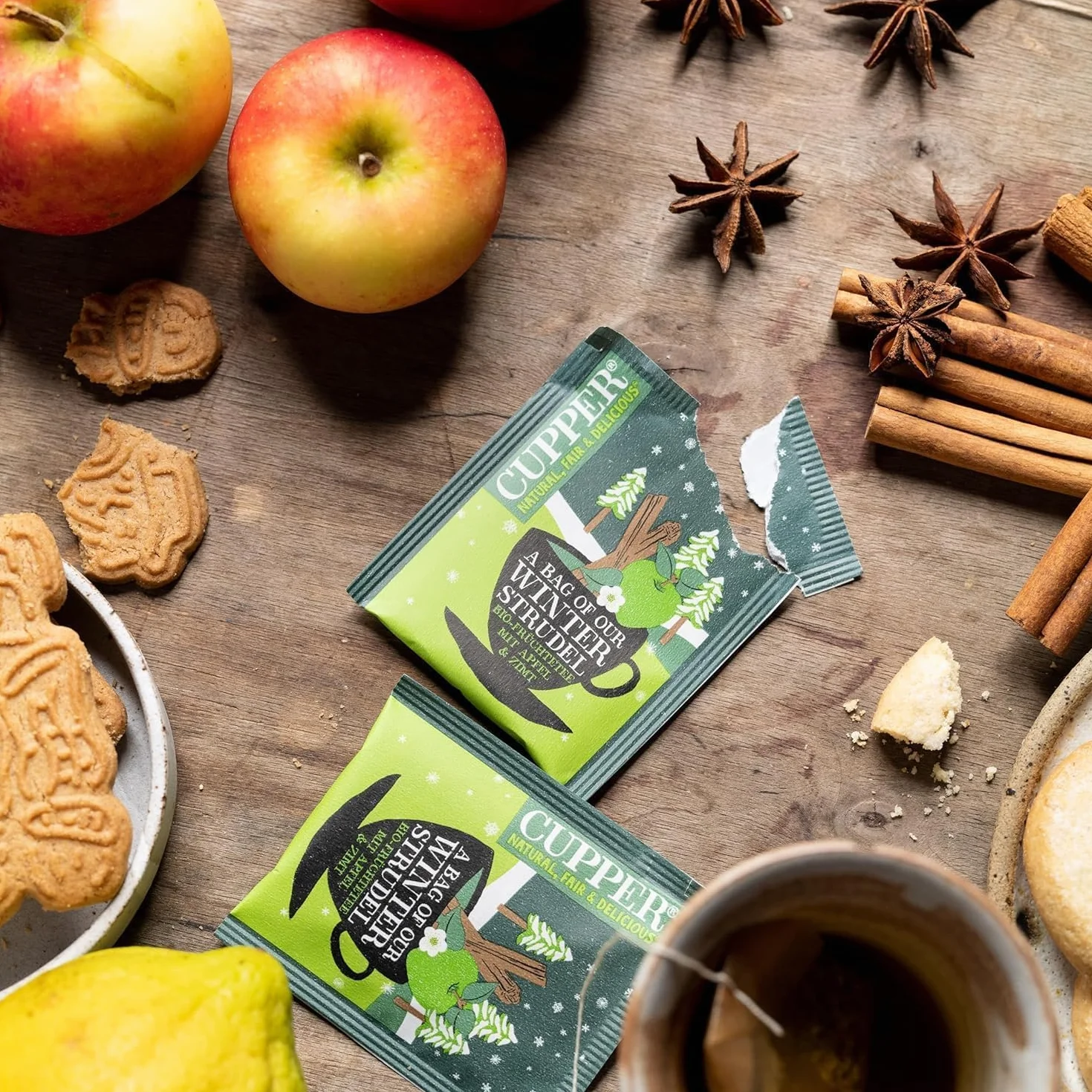 CUPPER - 20 Bolsitas de Infusiones Ecológicas con Hibisco, Manzana y Canela - Sin azúcares añadidos - Apto para Veganos