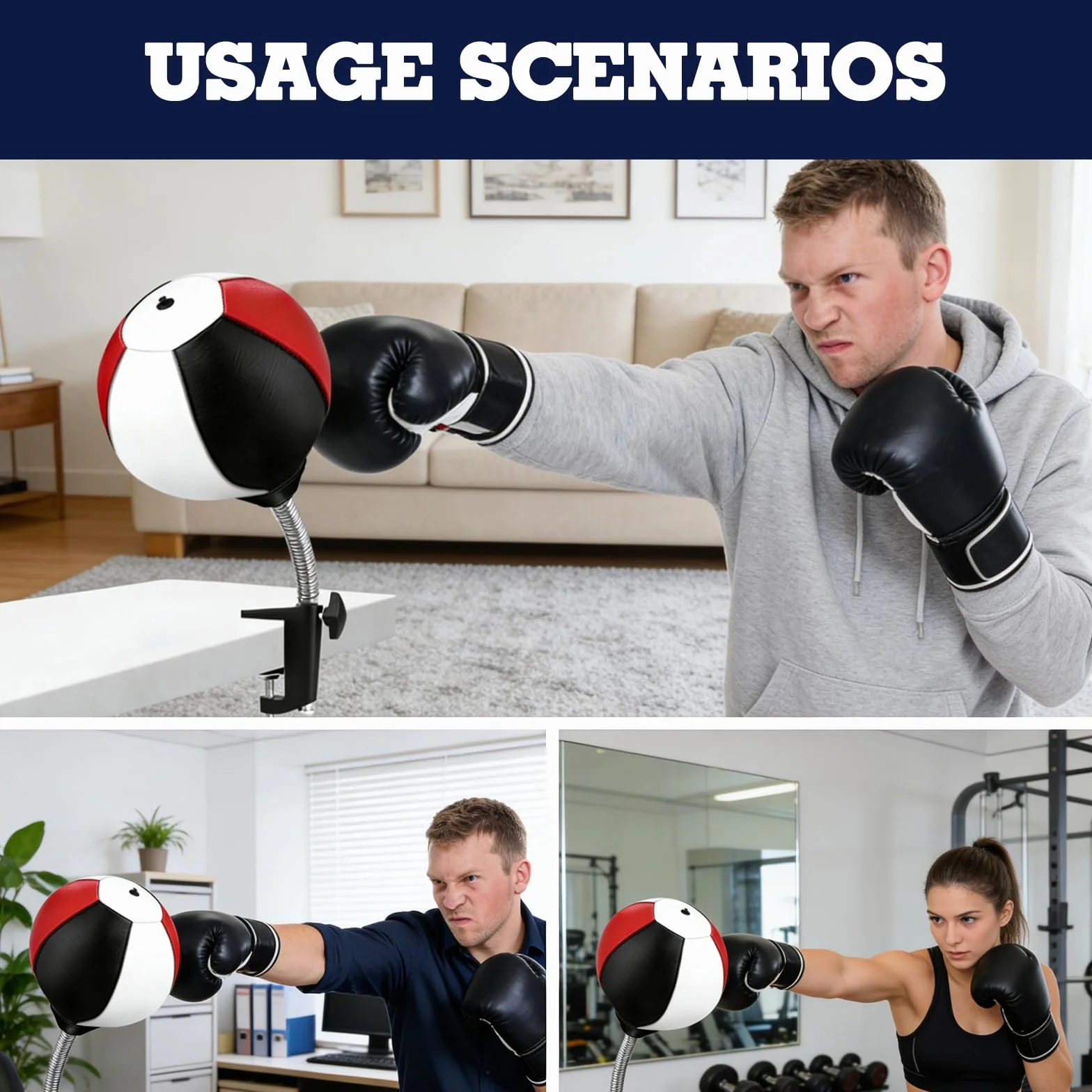 Mesa Punchingball con Abrazadera de Mesa, Mini Saco de Boxeo con Bomba de Aire para Aliviar el Estrés