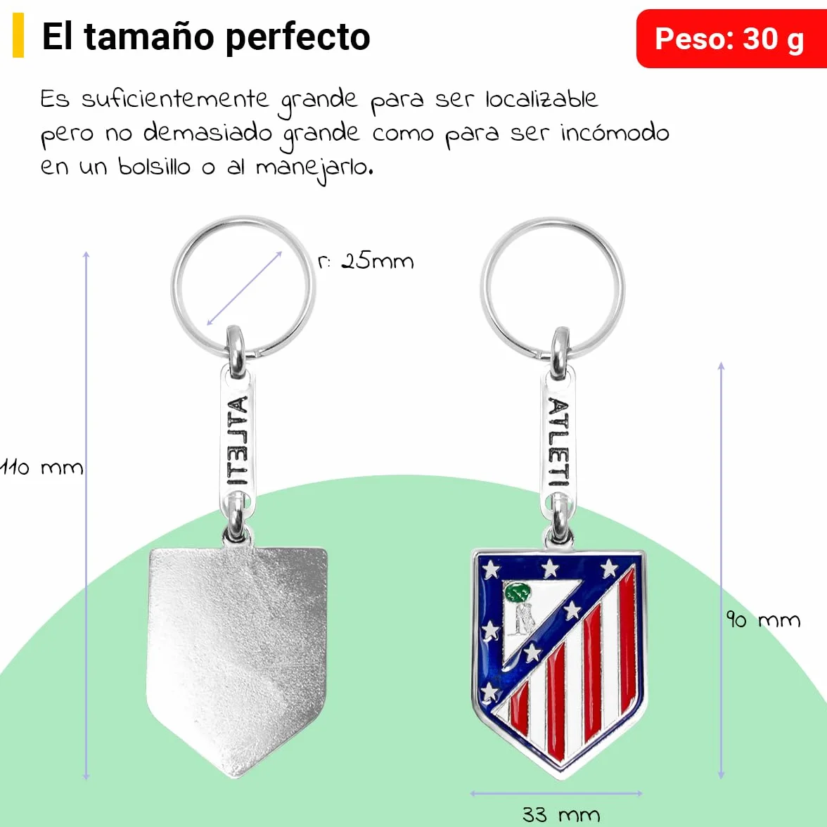 Llavero Atlético de Madrid Metálico 40x30 mm Oficial Escudo Club Anilla Resistente Accesorio Llaves Mochila Regalo