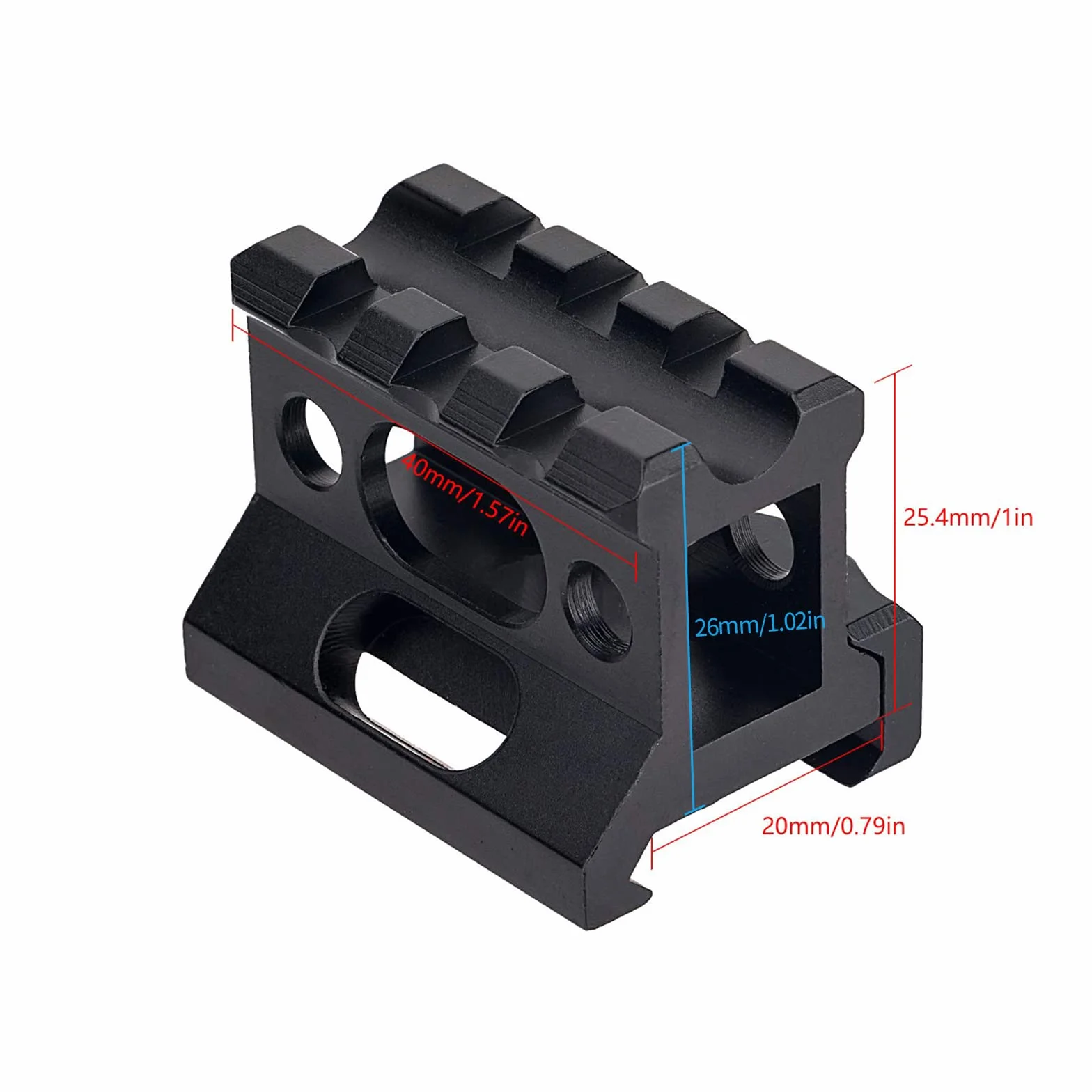 Montaje de Elevador Corto Picatinny de Aluminio de 1" 3 Ranuras Táctico