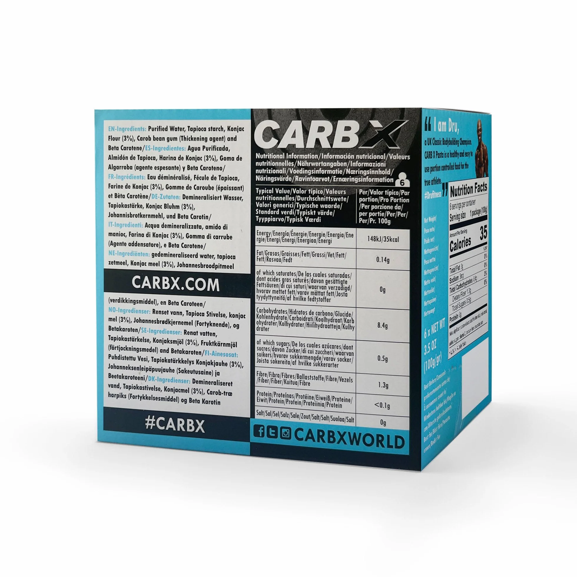 Carbx - Espaguetis Shirataki - Pasta Konjac - 600 g - 6 Raciones de Pasta Konjac - Ideal para Dietas Keto y Low Carb - Bajo en Calorías y Sin Azúcar