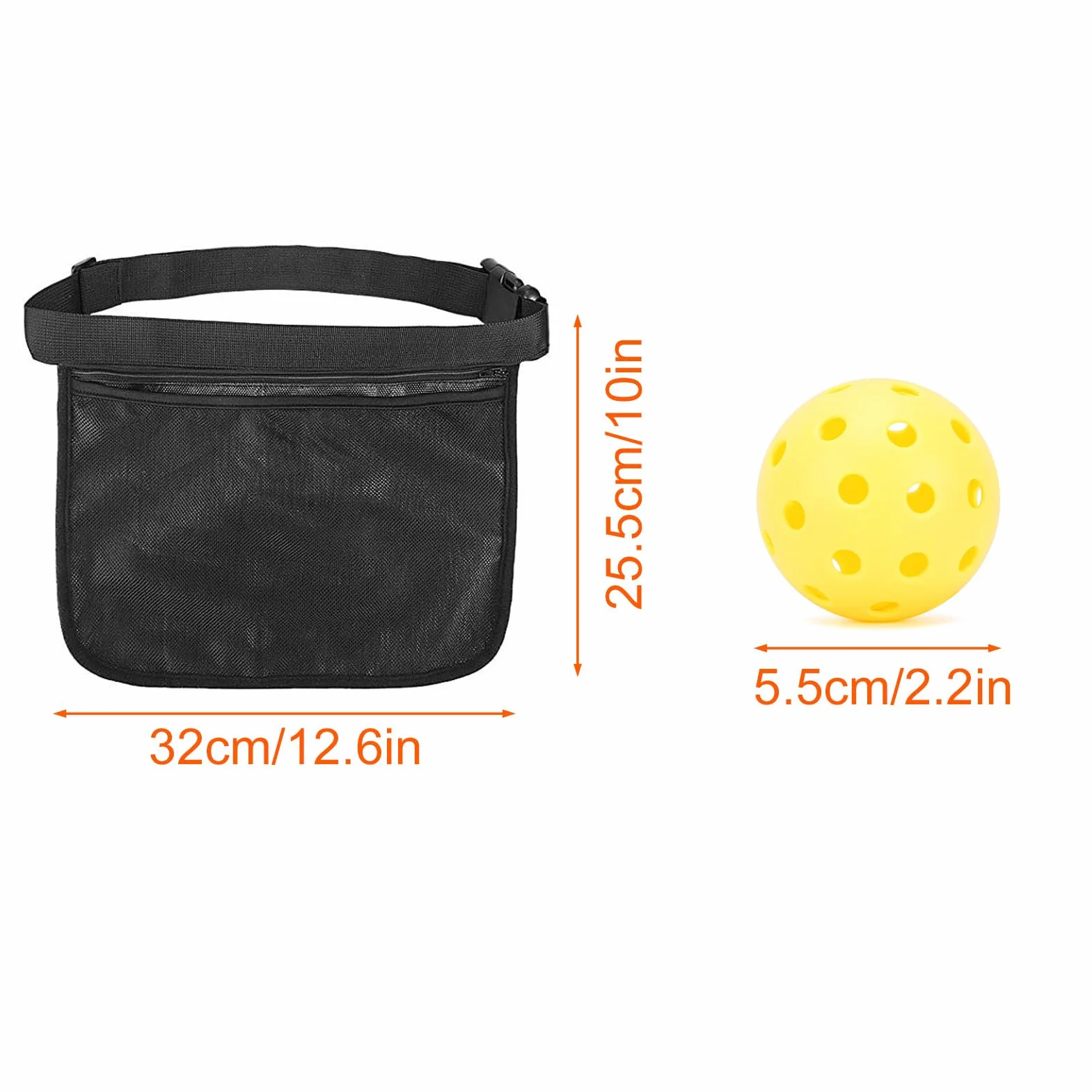 Set de 8 Bolas de Pickleball Exterior Interior 40 Agujeros Alto Rebote con Bolsa Malla