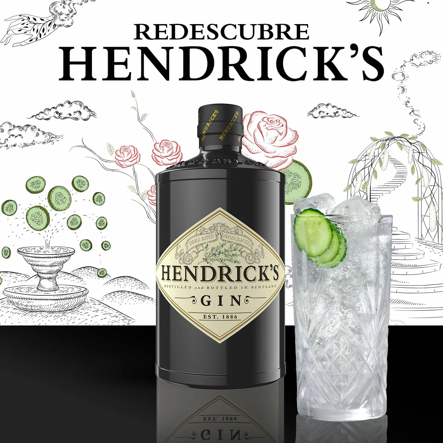 Hendrick's Gin - Ginebra Premium Escocesa, 1.75l