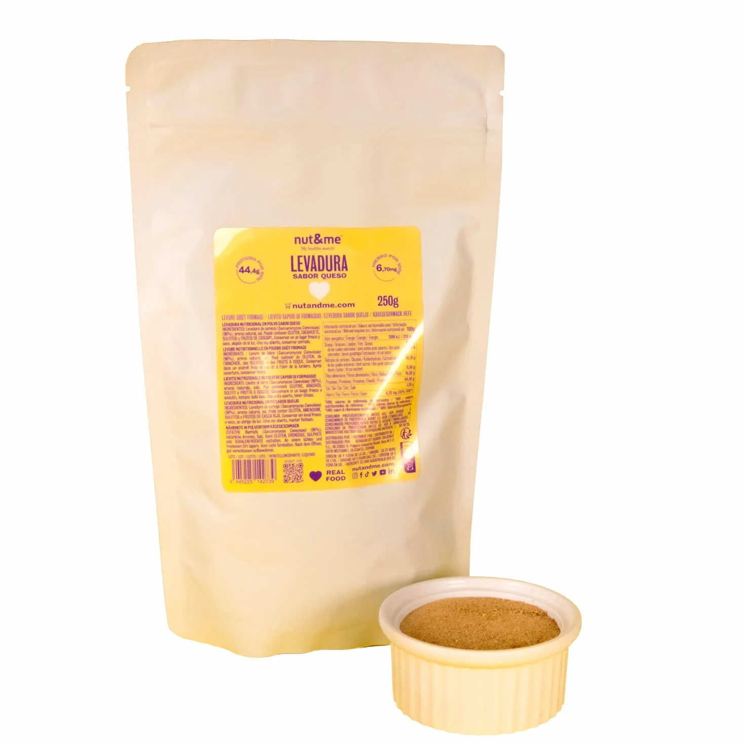 Levadura Nutricional Sabor Queso 500 gr nut&me, Levadura en Polvo, Alto en proteínas, Vegano, Pack 2 x 250 gr