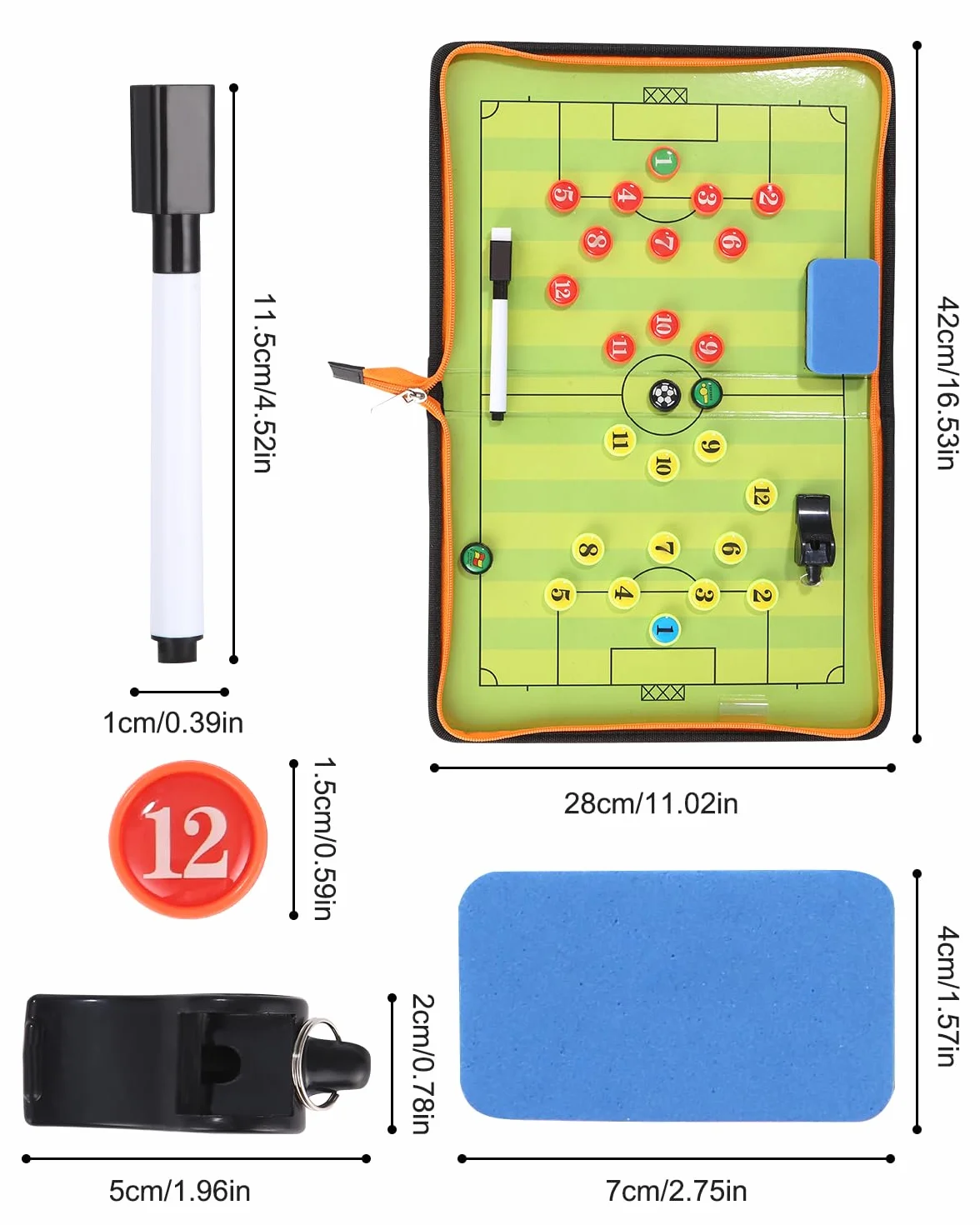Jissta Carpeta Táctica Plegable Entrenador de Fútbol Coachboard Magnética