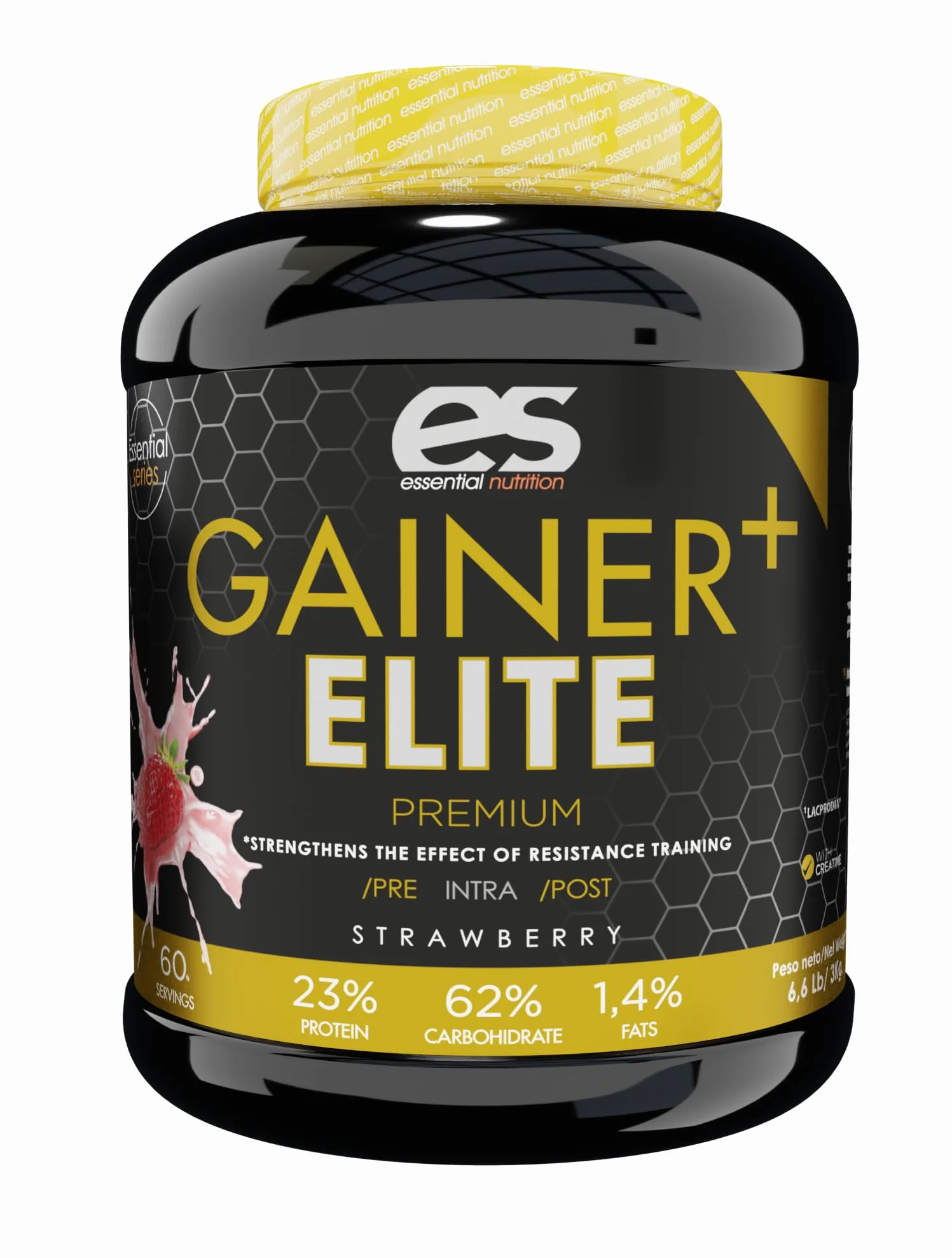 Essential Nutrition GAINER ESSENTIAL Batido de Carbohidratos y Proteínas 3 kg 30 Tomas Sabor Fresa