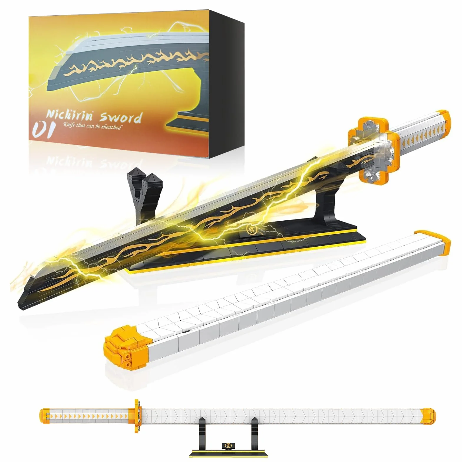 Espada Zenitsu Agatsuma 99cm Katana Demon Slayer Bloques Construcción 956 Piezas