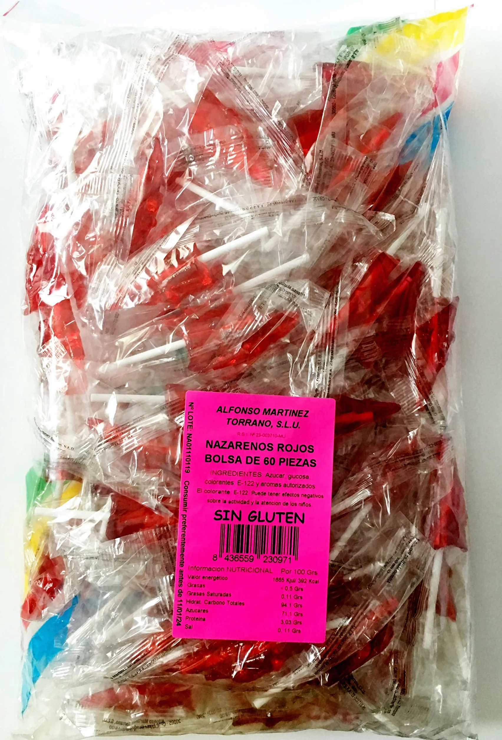 Nazarenos Caramelos Rojos con Palo 60 ud