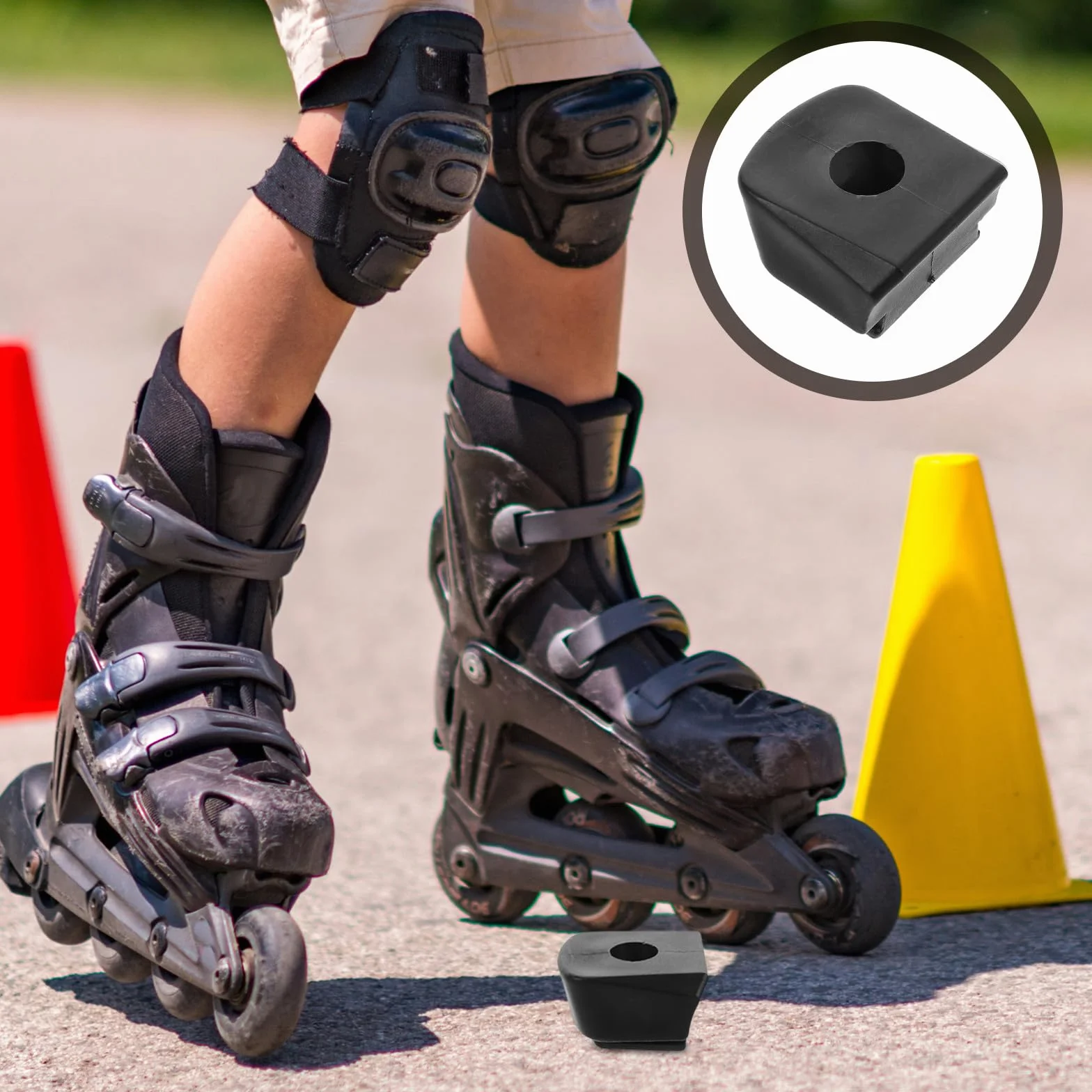 Topes de Freno PU Negro para Patines en Línea Compatibles Ruedas Accesorio Resistente al Desgaste