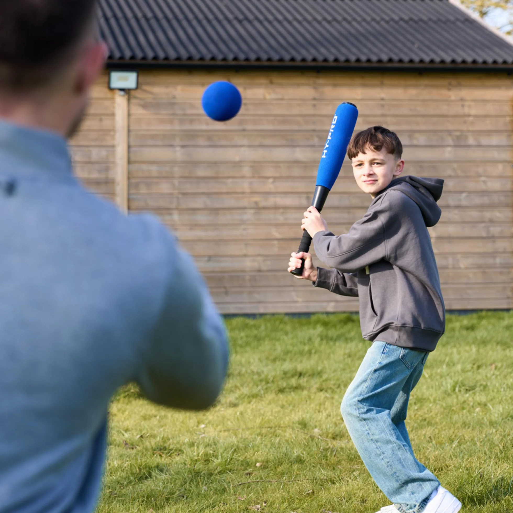 Hy-Pro Juego de bate y pelota de béisbol de espuma, 24 pulgadas, agarre antideslizante, azul