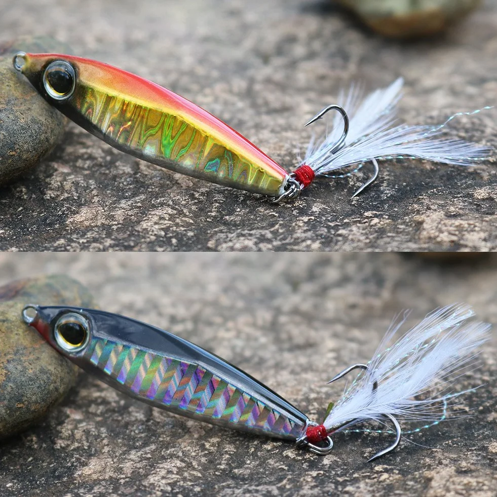 Sougayilang Jigs Señuelos de pesca Cucharas de metal con micro anzuelo