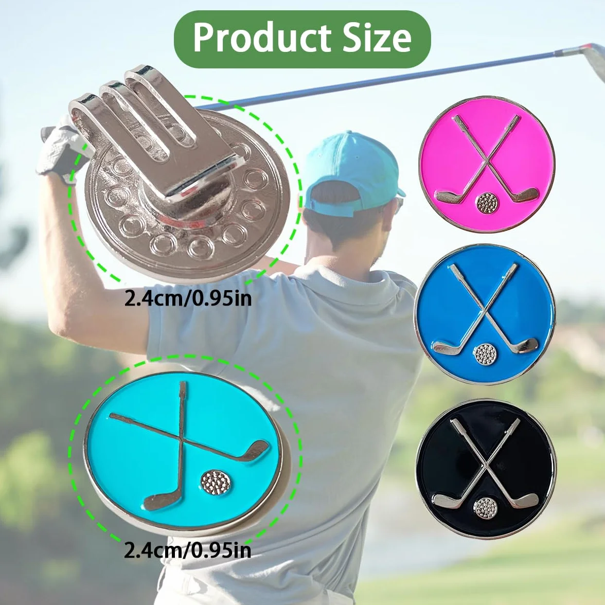 Juego de 12 marcadores de pelota de golf con clips magnéticos
