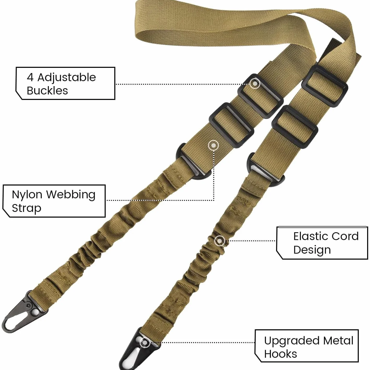 Sling táctico de Dos Puntos 2 Pack Picatinny QD Sling montajes giratorios Correa de Hombro Ajustable para Rifles