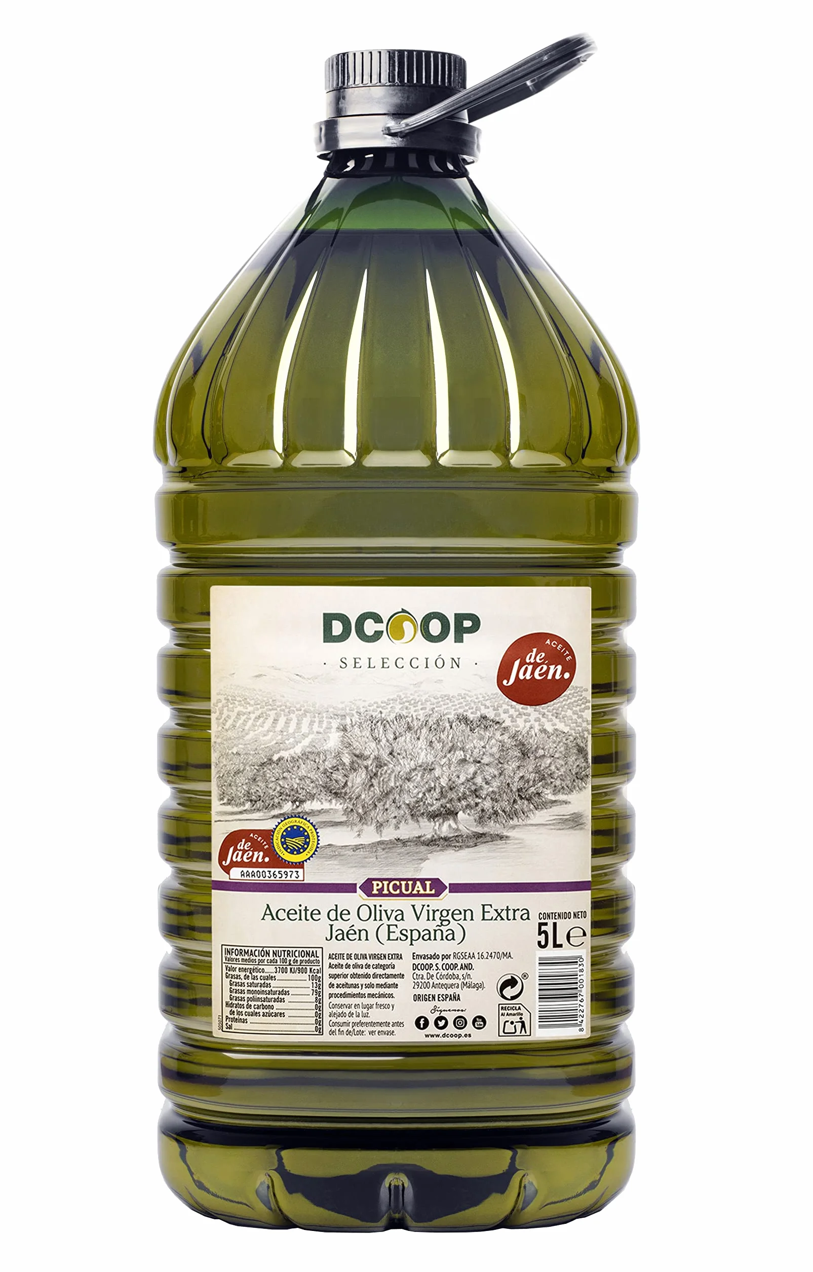 Aceite de Oliva Virgen Extra Picual 5L I.G.P. Jaén Botella PET