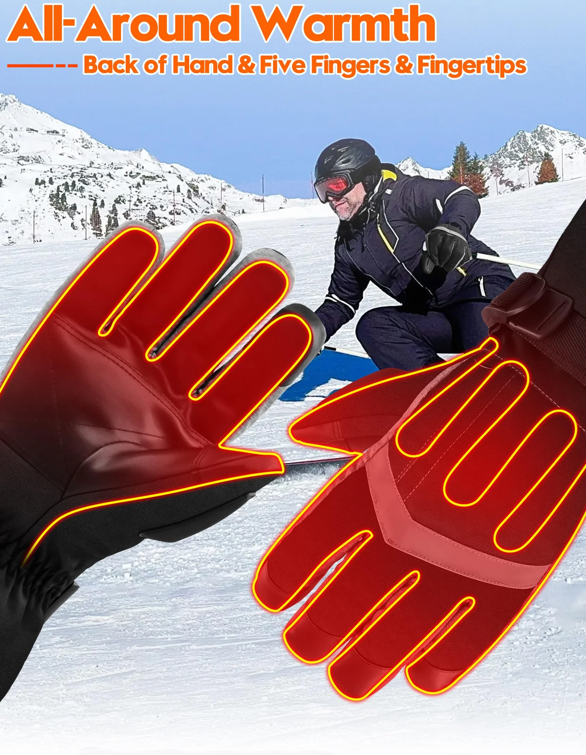 SVPRO Guantes calefactados recargables 5V 6000mAh impermeables resistentes al viento para esquí caza motociclismo