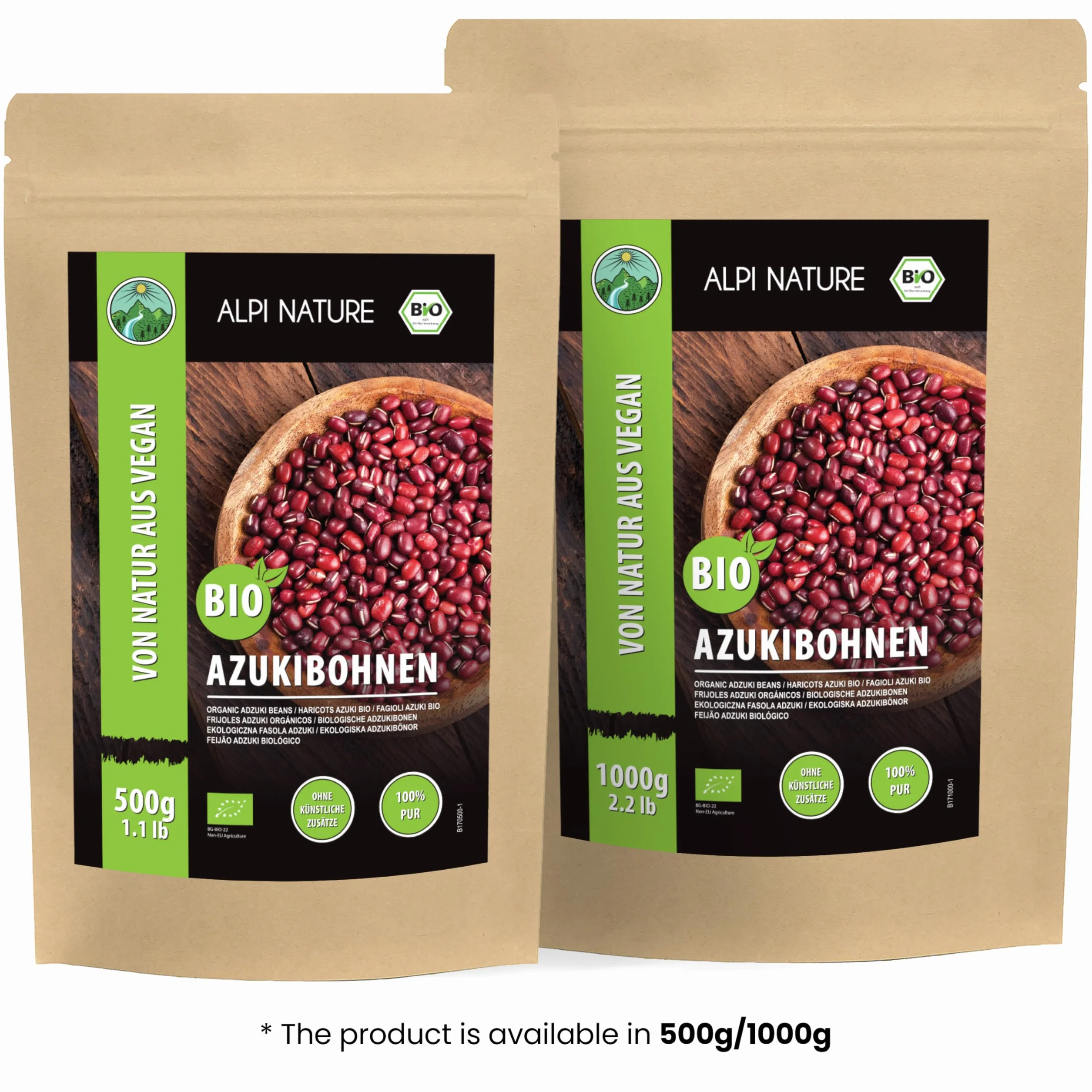 Alpi Nature Frijoles Azuki Orgánicos 1kg, Frijoles Rojos Adzuki Enteros, Legumbres sin Gluten