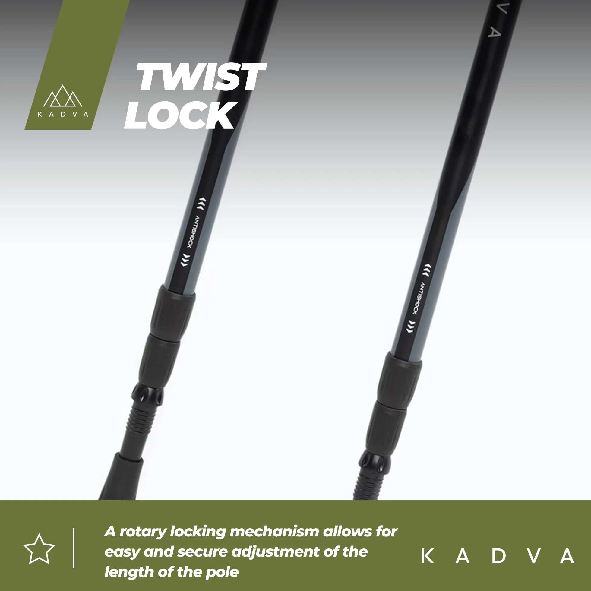 KADVA Bastones de Trekking SAJAMA Azul Ajustable 65-135 cm Mango Polipropileno TPR Espuma EVA Aluminio Resistentes