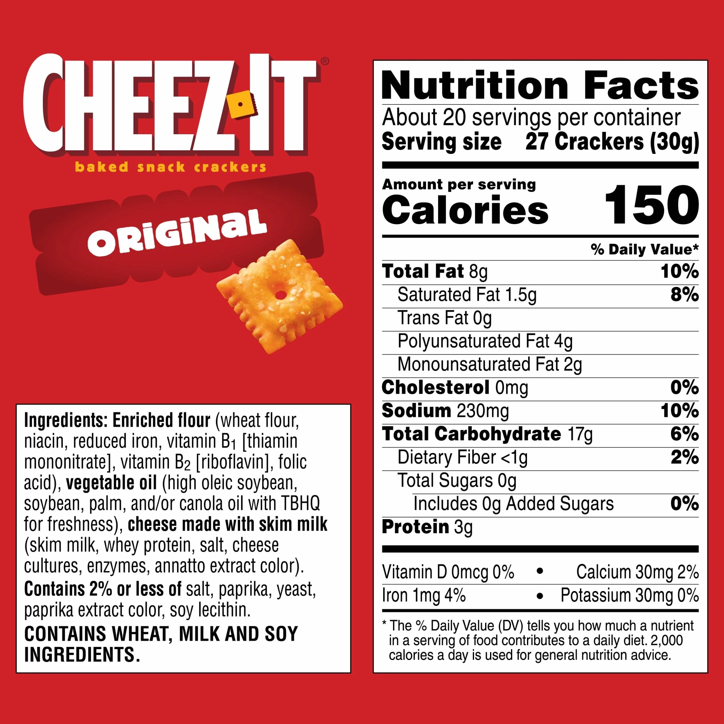 Cheez-It Cheese Crackers, Baked Snack Crackers, Office and Kids Snacks, Original, 21oz Box (1 Box)