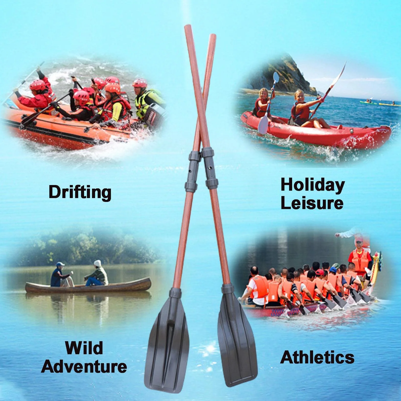 Yeeda Remo de kayak desmontable 100-160 cm para kayak canoa bote hinchable tabla de remo pesca