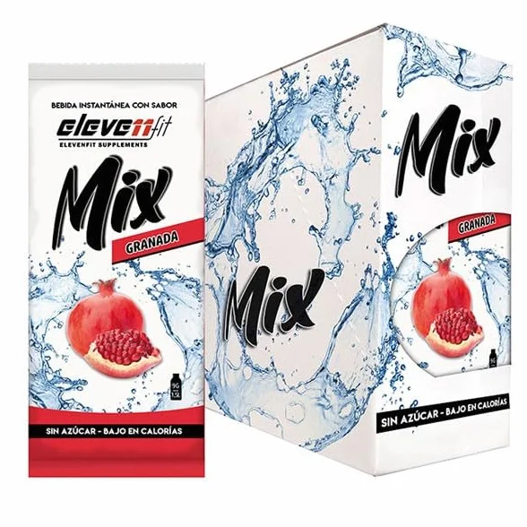 Eleven Fit Mix Instantáneo Sabor Granada | Prepara 1.5L de Bebida Saludable, Sin Azúcar y Baja en Calorías | Ideal para Mezclar con Agua y Mejorar tu Dieta | Caja de 24 Sobres