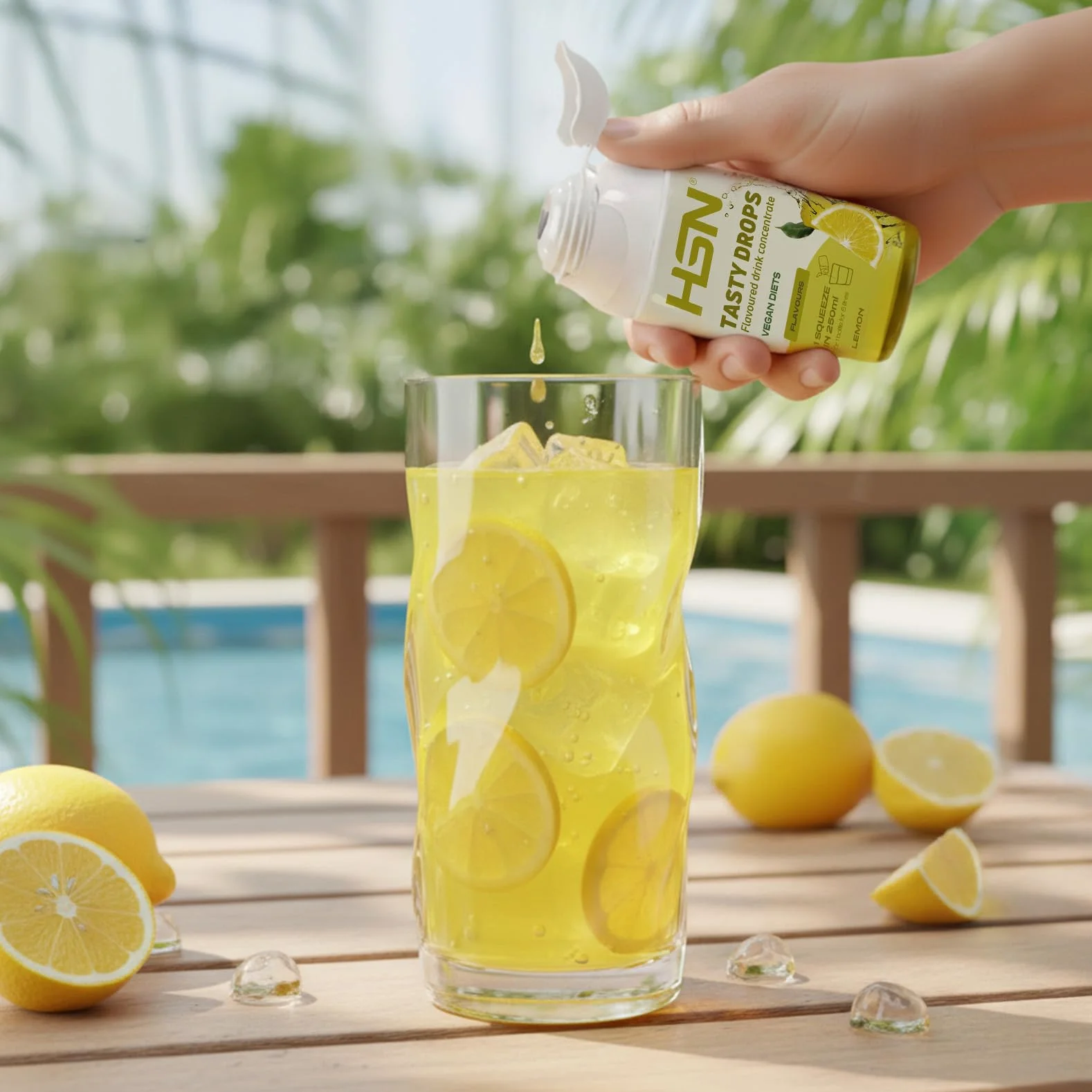 HSN Tasty Drops Saborizante Líquido Sin Calorías para Agua | Sabor Limón - 65ml (hasta 8 litros) | Gotas Saborizantes Sin Azúcar | Potenciador de Bebidas | Apto Vegano, Sin Gluten