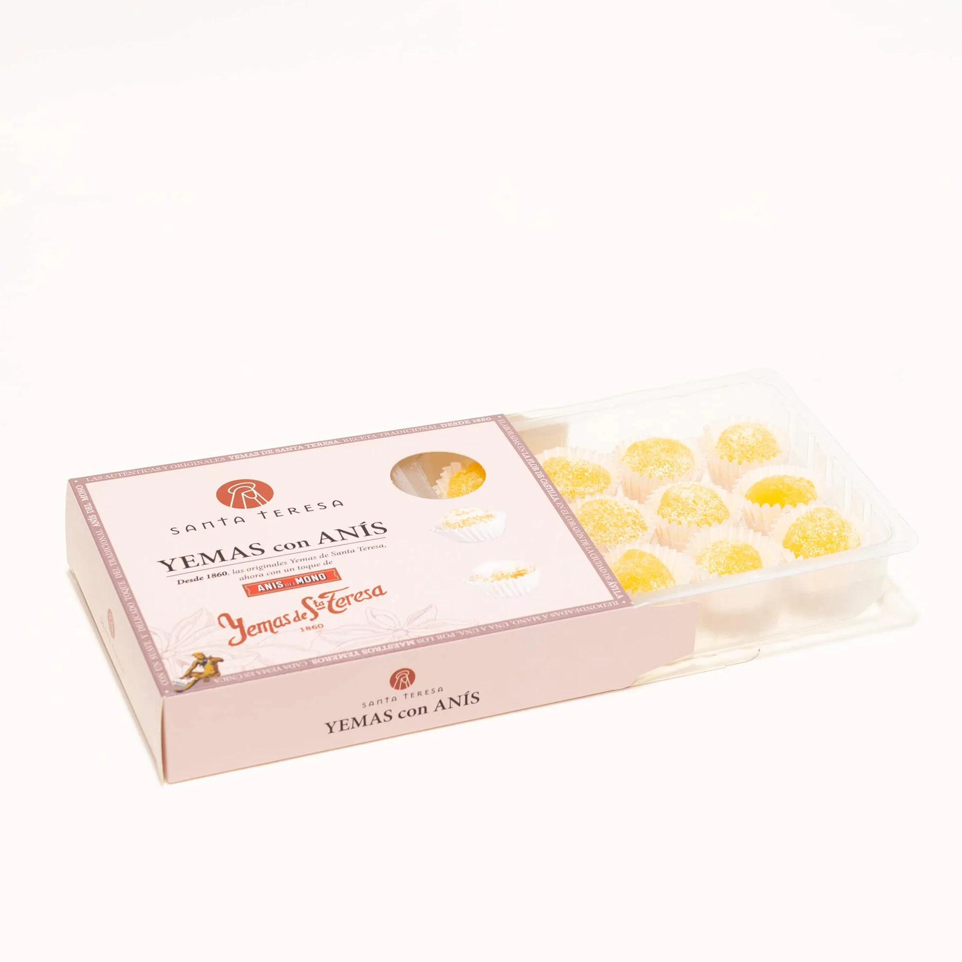 Santa Teresa - Yemas De Santa Teresa Ávila De Sabor Anís Del Mono - Elaboradas De Forma Artesanal Sin Aditivos Y Sin Conservantes - Dulce Gourmet Sabor Anís Del Mono. Caja 12 unds