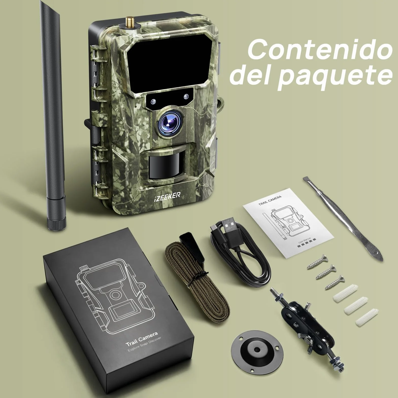 iZEEKER 2 en 1 Cámara de Caza 4G LTE 2K HD 48MP Visión Nocturna Infrarroja IP66