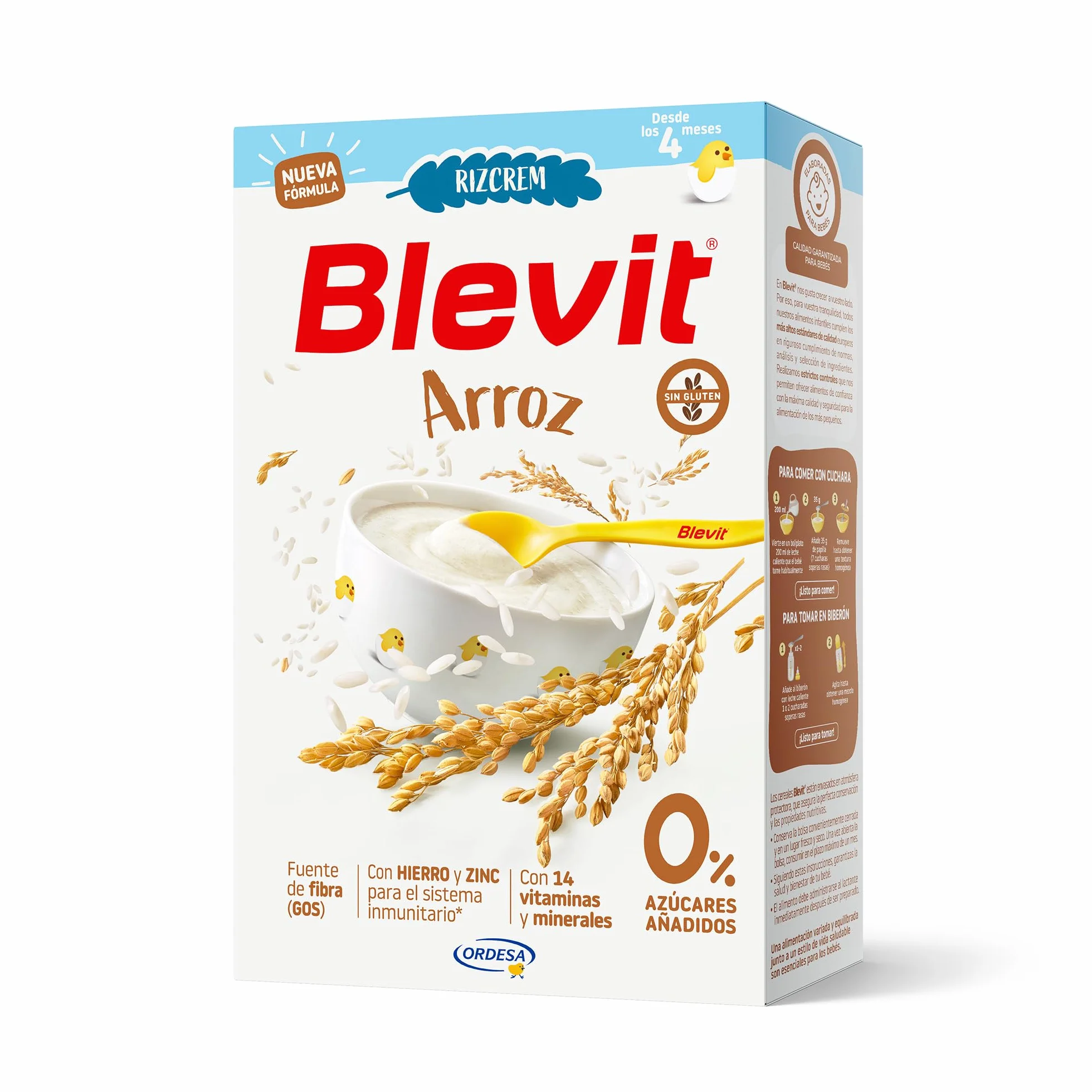 Blevit Rizcrem Arroz | 225 g | Papilla de Cereales para Bebé desde los 4 Meses con Crema de Arroz - Sin Gluten y Sin Azúcares Añadidos - Facilita la digestión