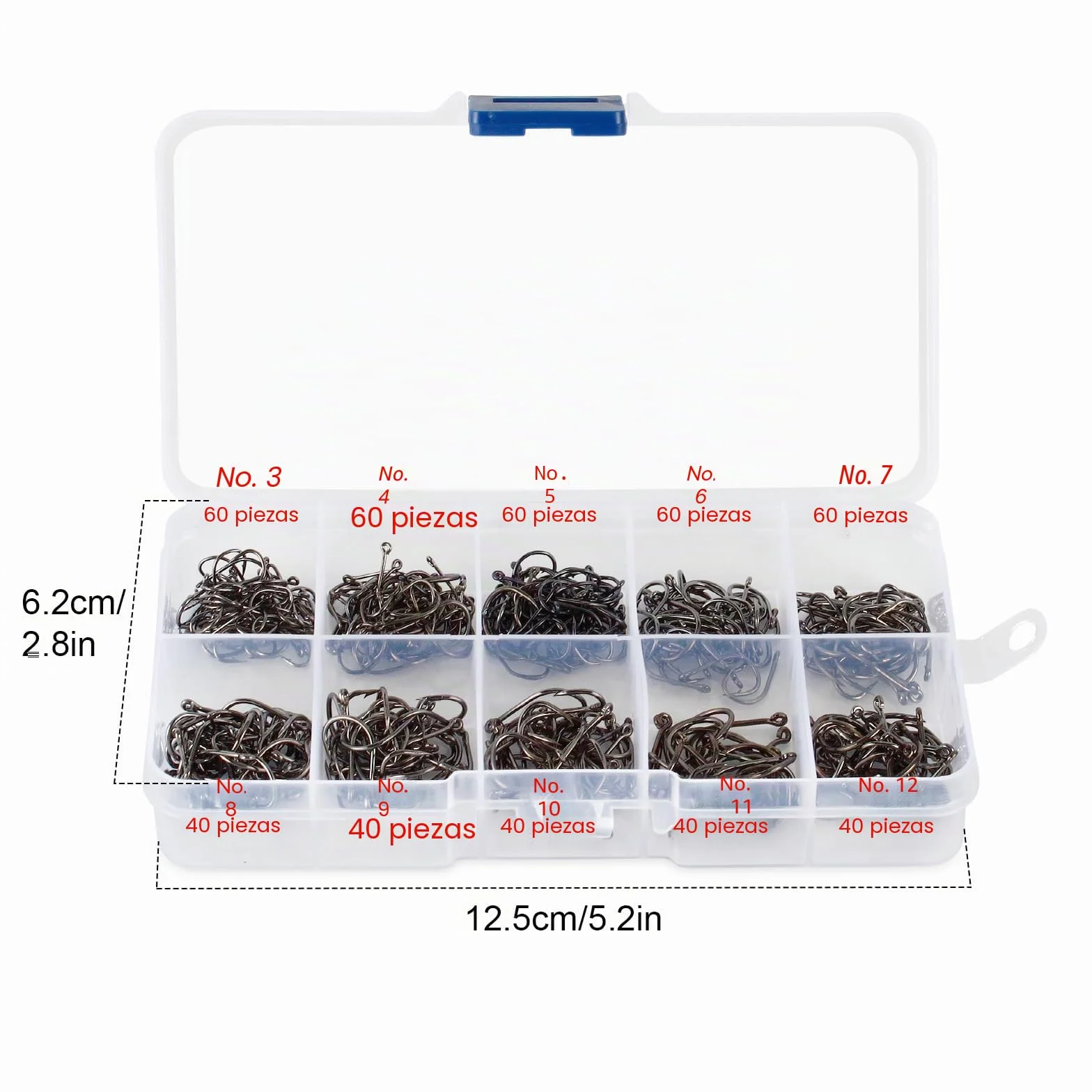 VIPMOON Anzuelos de Pesca de Púas Gancho Afilado de Acero al Carbono con Caja de Plástico para Agua Salada Dulce