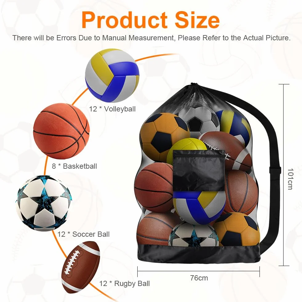 Mochila Deportiva de Malla Grande para Pelotas Baloncesto Fútbol Voleibol