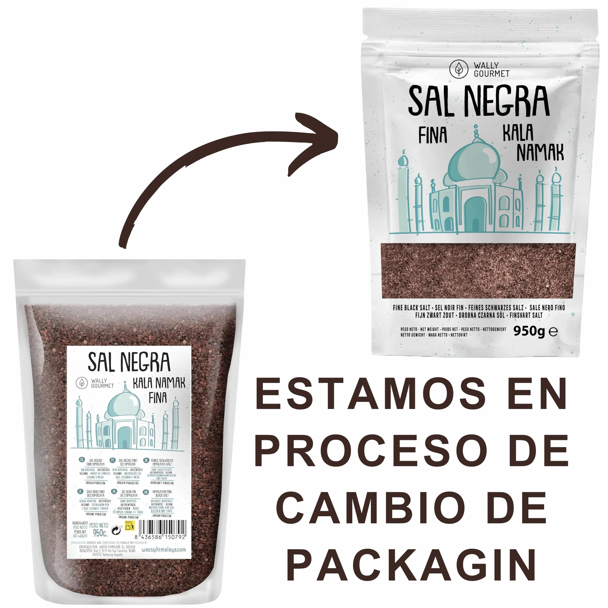 Sal Kala Namak, Fina, 100% Natural, |Sabor Huevo| Sin Aditivos, Sin Refinado. Sal Negra Del Himalaya. Mayor Contenido En Oligoelementos. Para Sazonar. Origen: India y Pakistán. (Fina) (Fina)