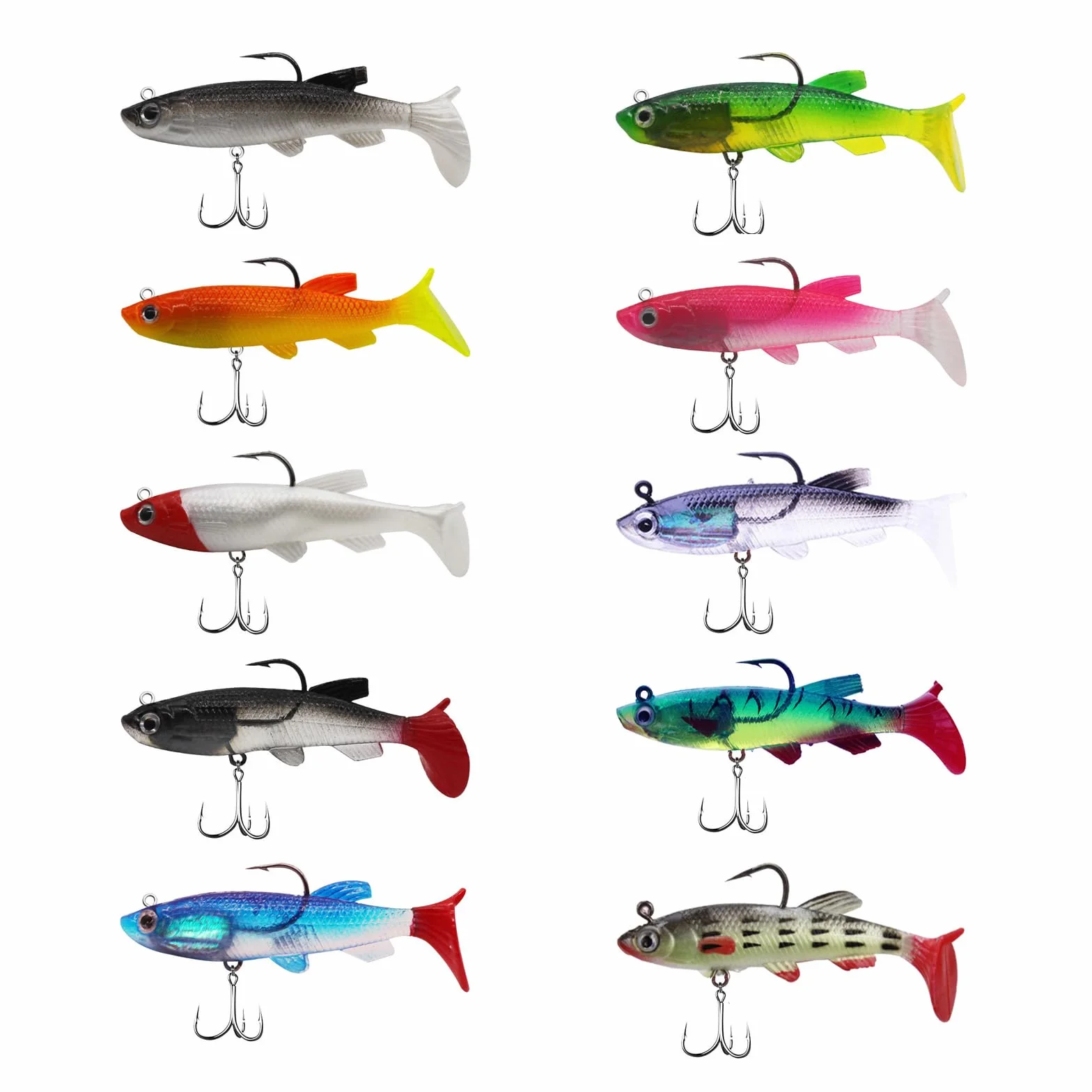 Señuelos de pesca 10 unidades goma cabeza jig artificiales agua dulce salada regalo perca mandarina boca caballo tilapia