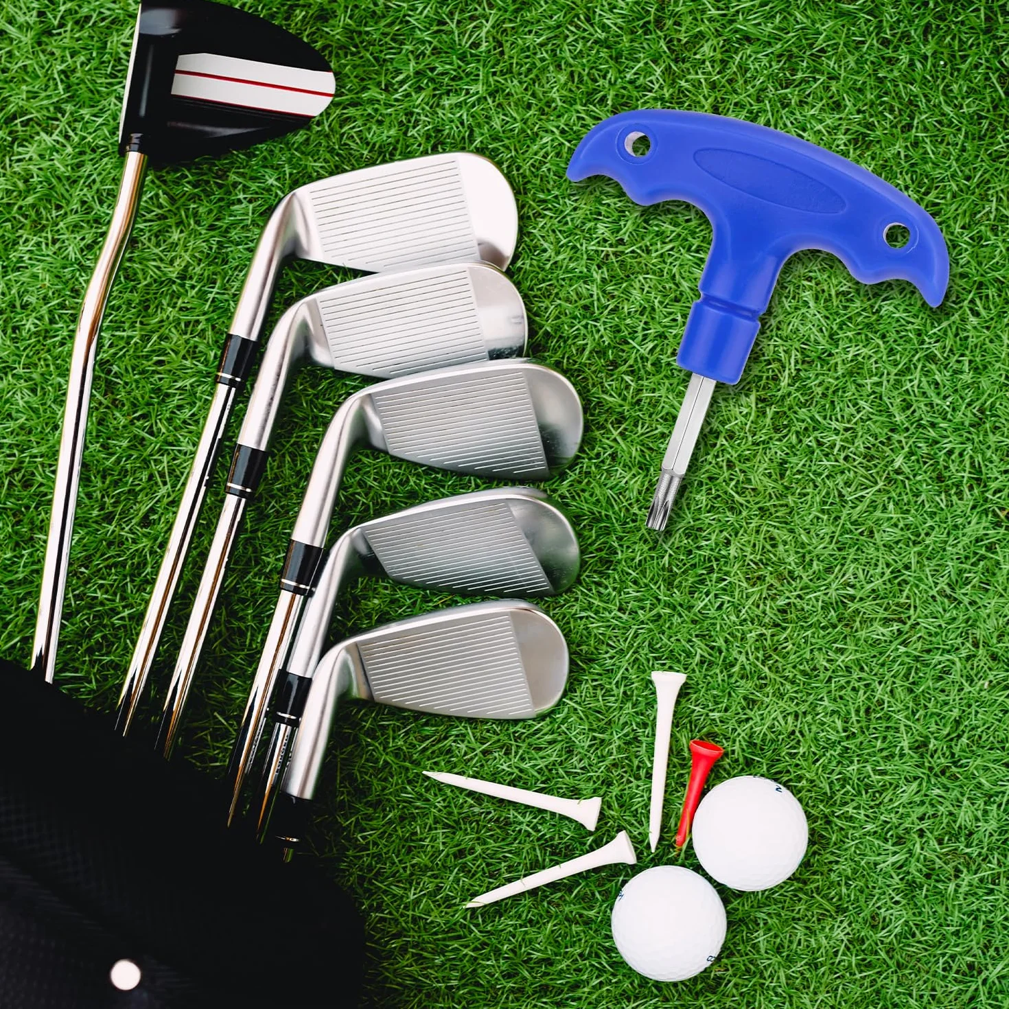 Llave de Golf Ajustable, Herramienta de Golf de Acero Inoxidable con Mango de Plástico