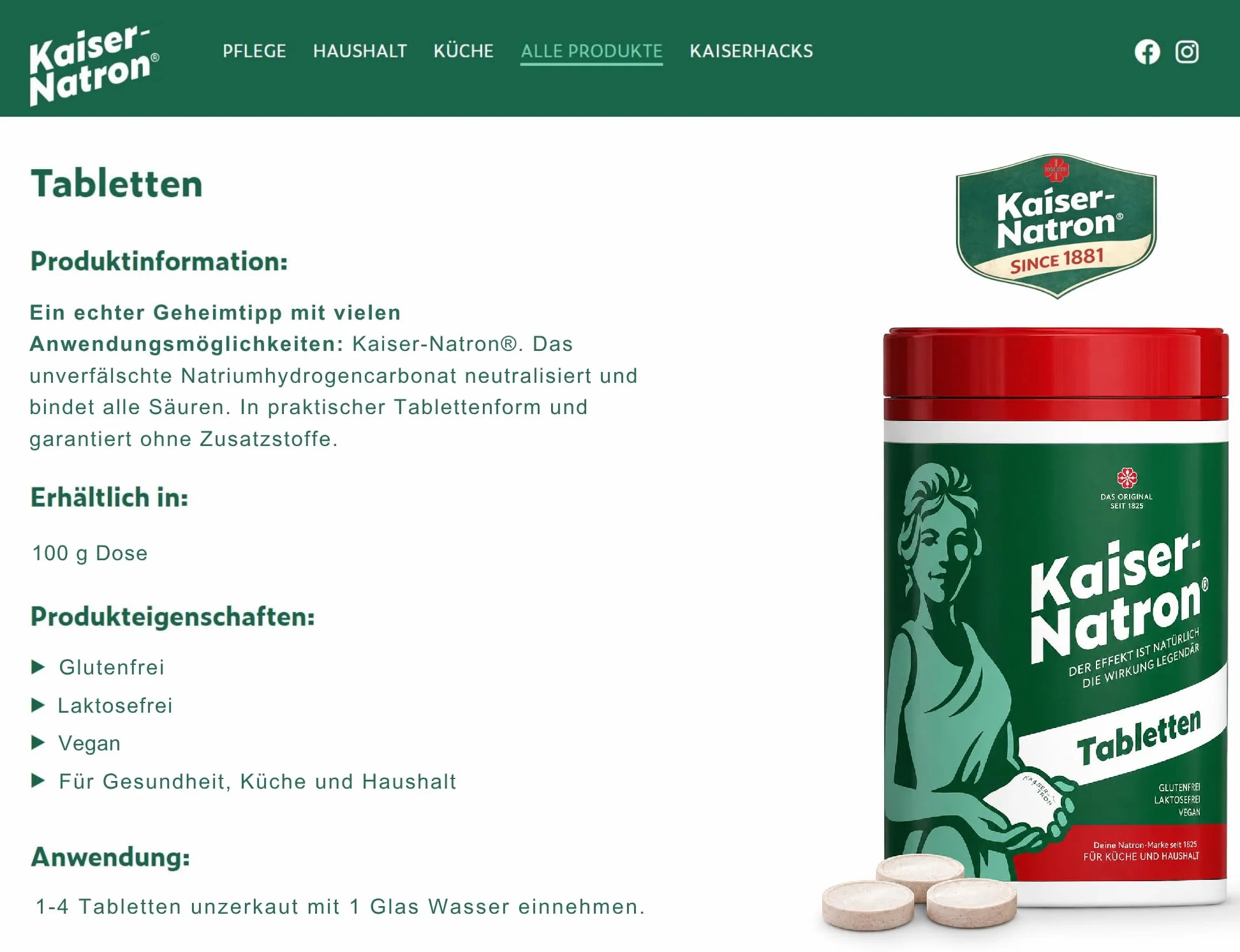 Holste Kaiser - Pastillas de natrón (3 unidades, 100 g)