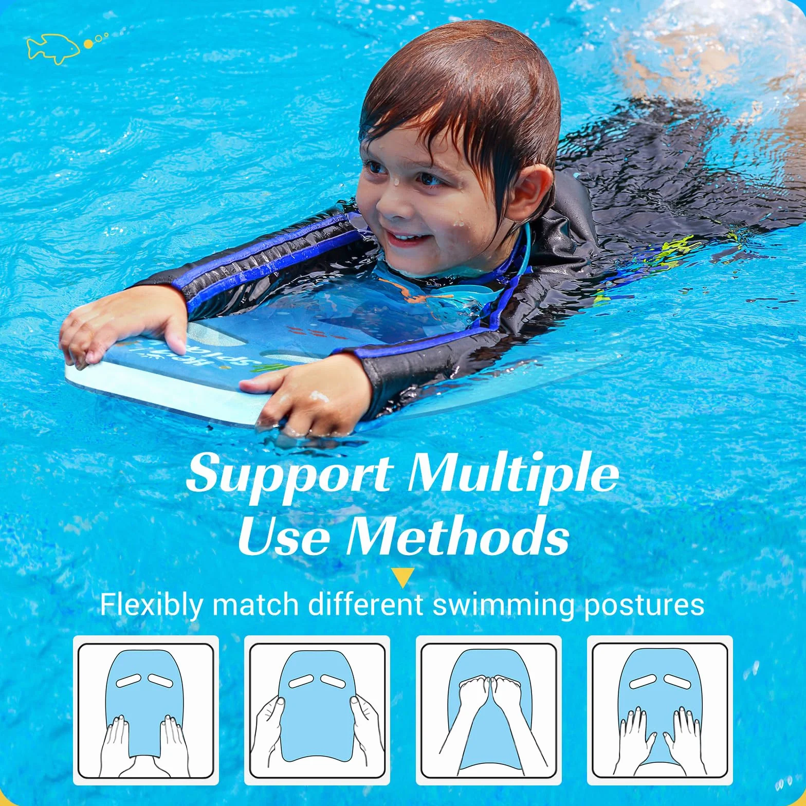 HeySplash Tabla de Natación para Niños, Flotador Ligero Seguro, Entrenamiento de Piernas