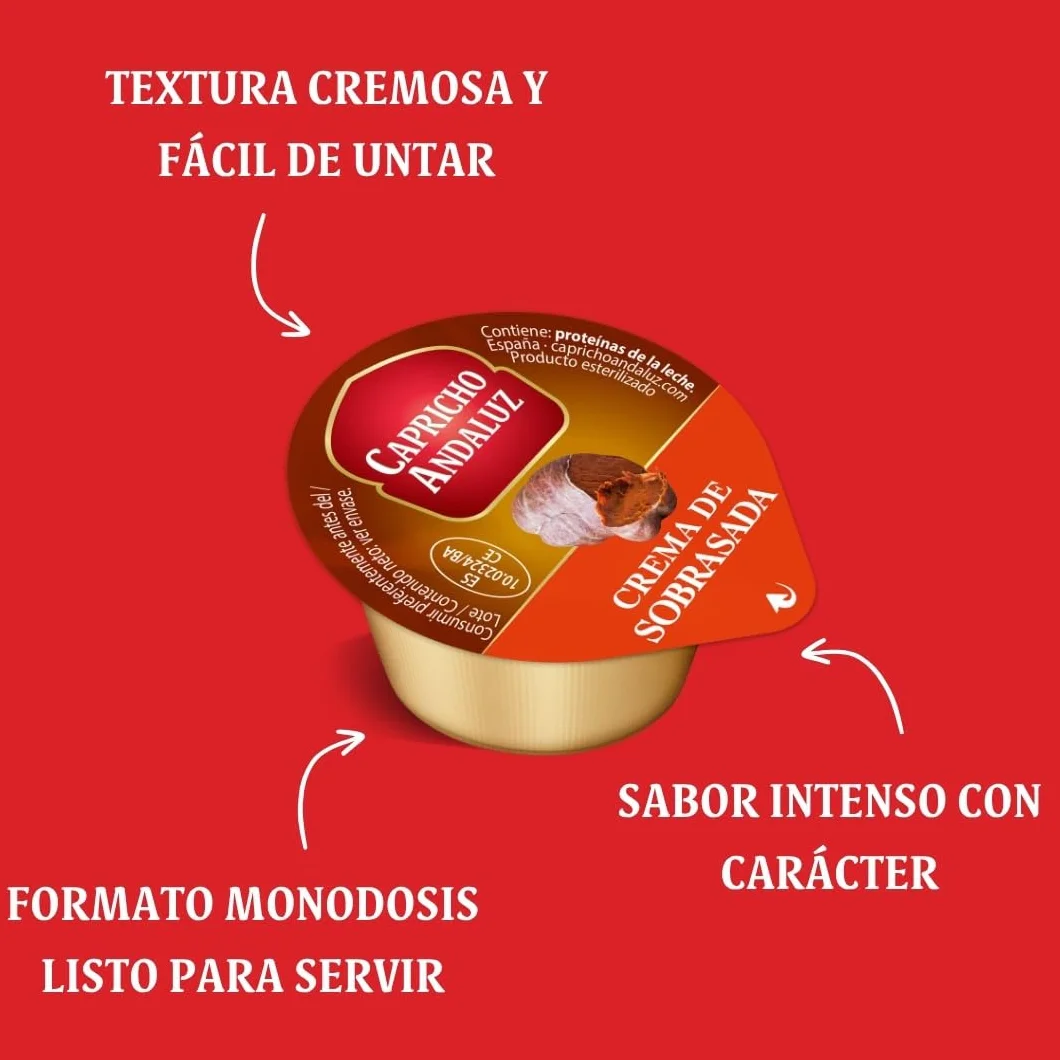 Capricho Andaluz - Tarrina Sobrasada, Caja de 40 unidades x 25g